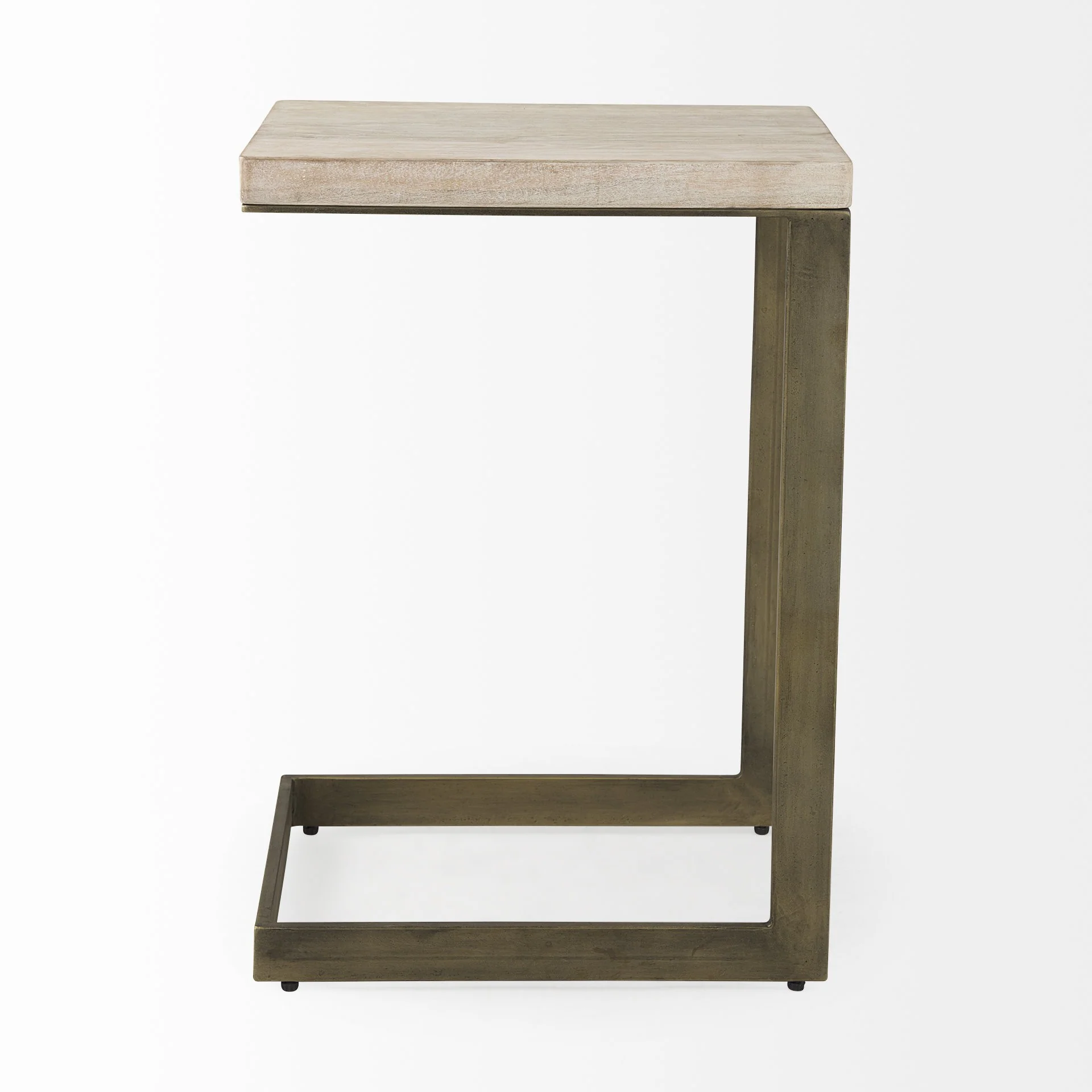 Modern Natural Wash And Golden C Shape Tv Table By Homeroots - Image 2