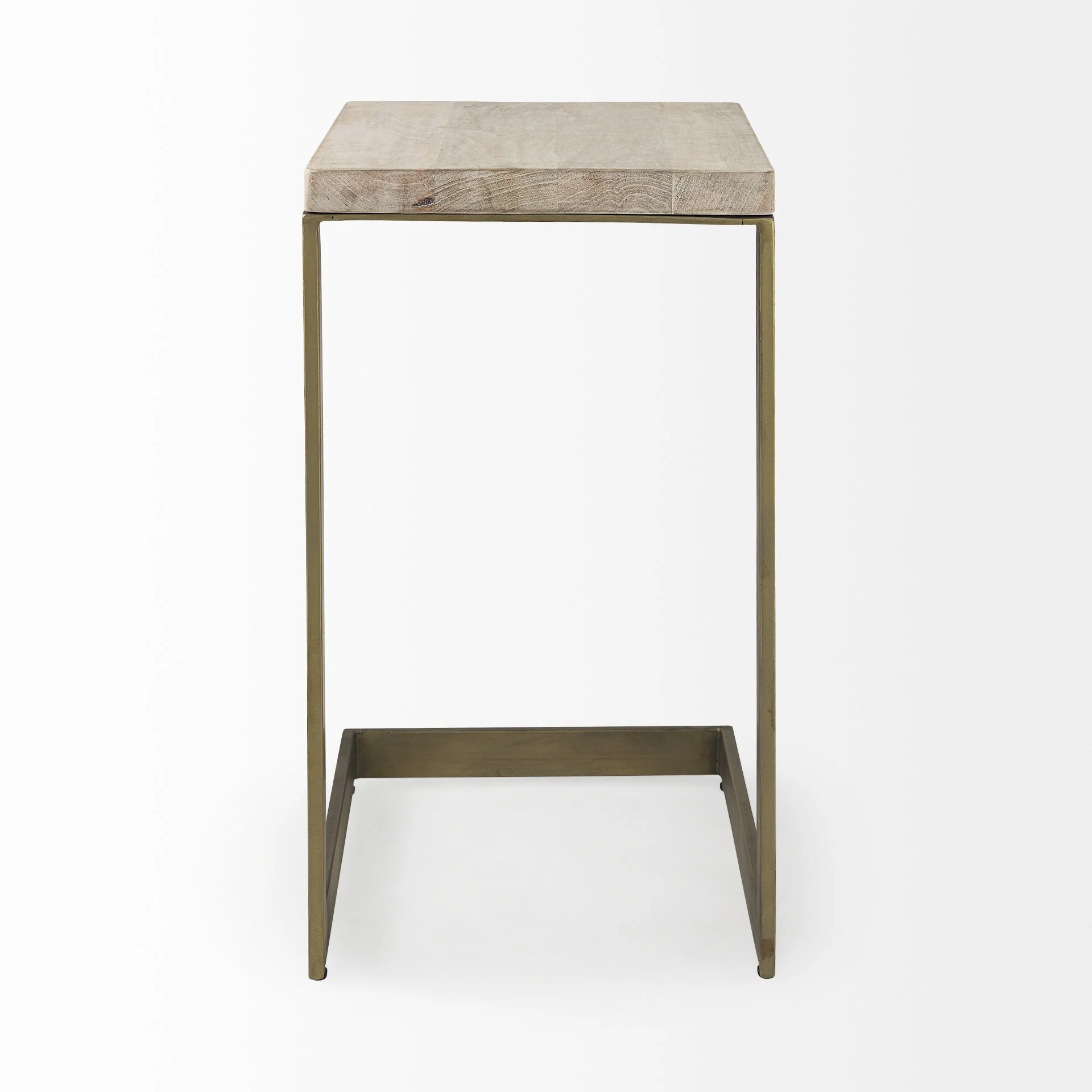 Modern Natural Wash And Golden C Shape Tv Table By Homeroots - Image 3