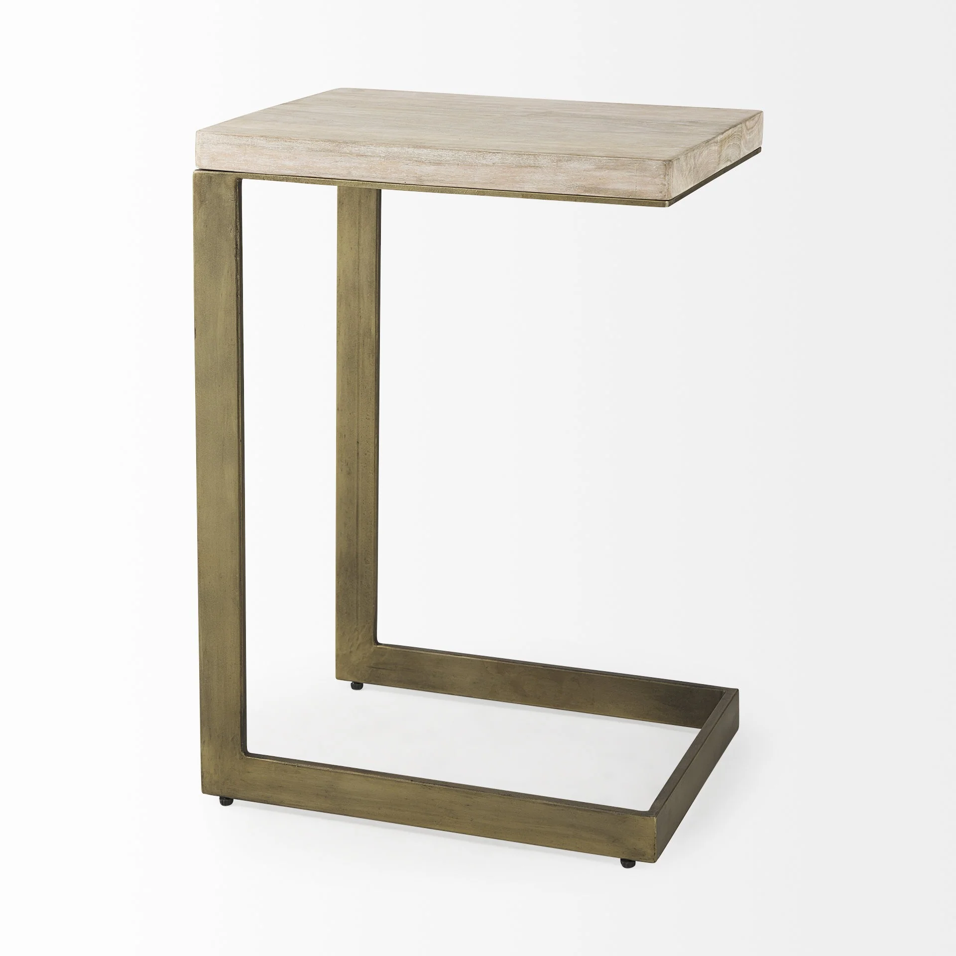 Modern Natural Wash And Golden C Shape Tv Table By Homeroots - Image 4
