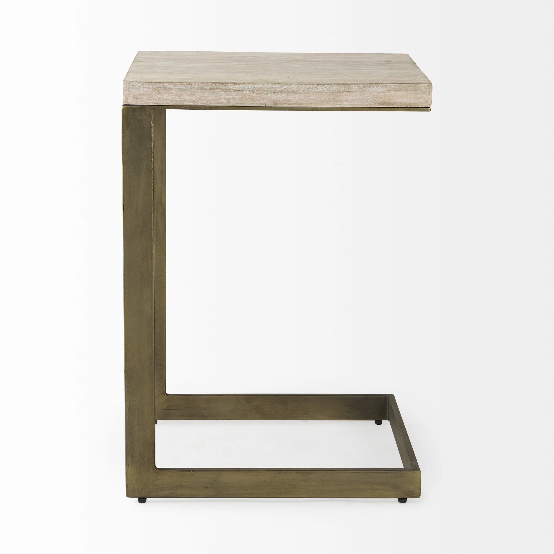 Modern Natural Wash And Golden C Shape Tv Table By Homeroots - Image 6