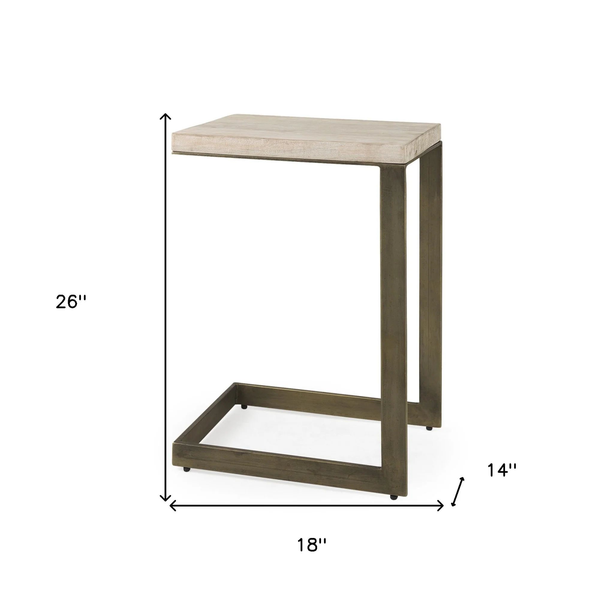 Modern Natural Wash And Golden C Shape Tv Table By Homeroots - Image 9
