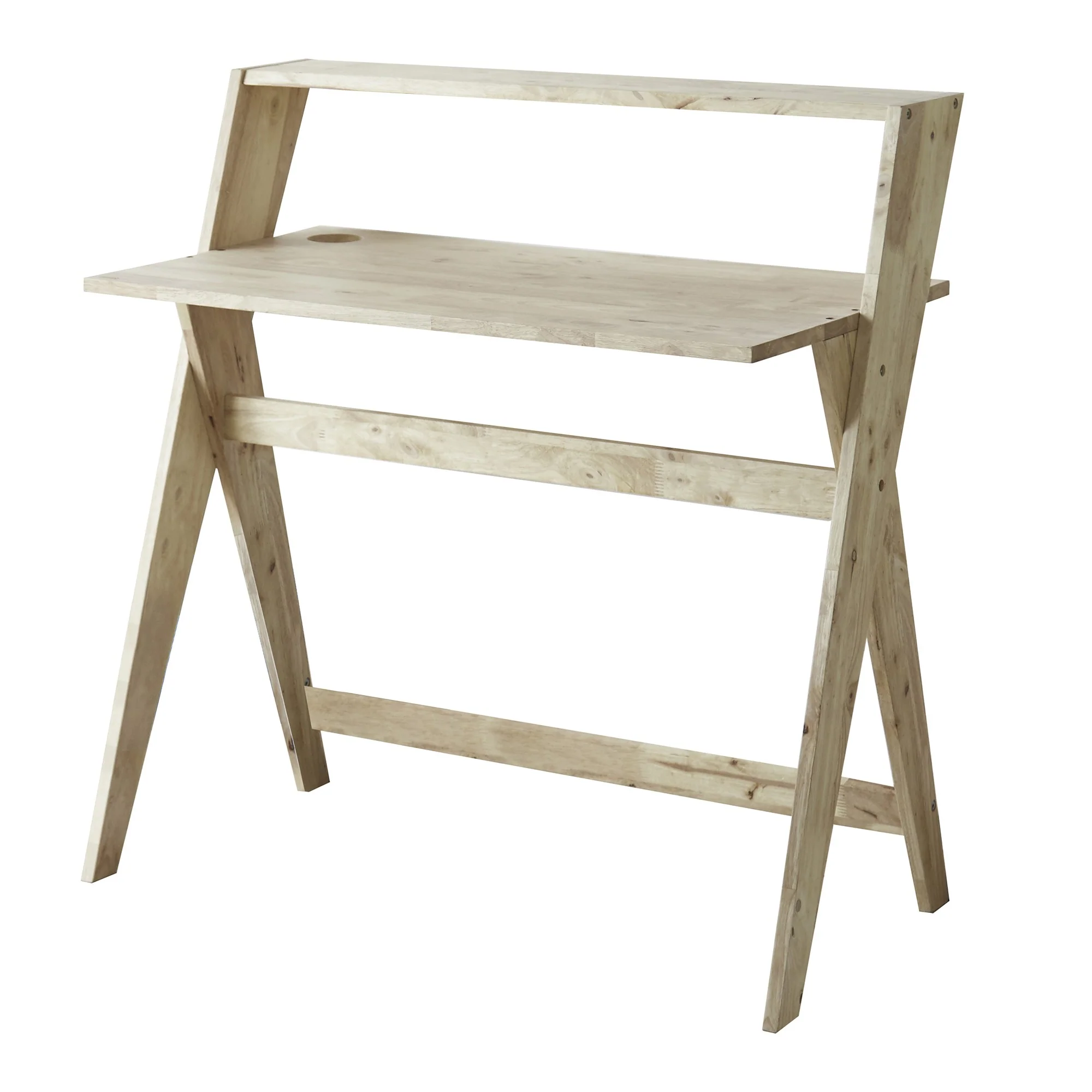 Modern Natural Wood Crisscross Study Desk By Homeroots - Image 2