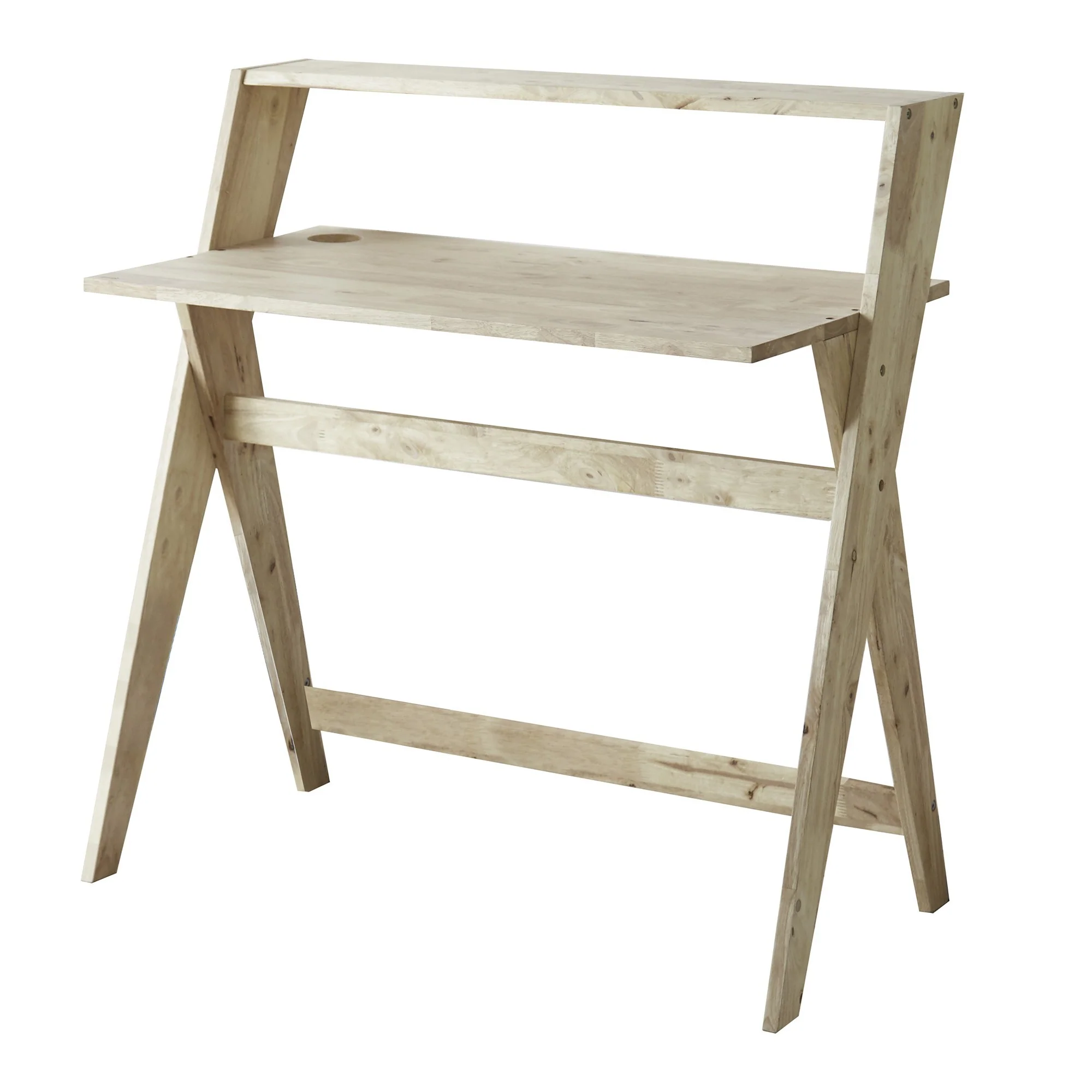Modern Natural Wood Crisscross Study Desk By Homeroots - Image 3