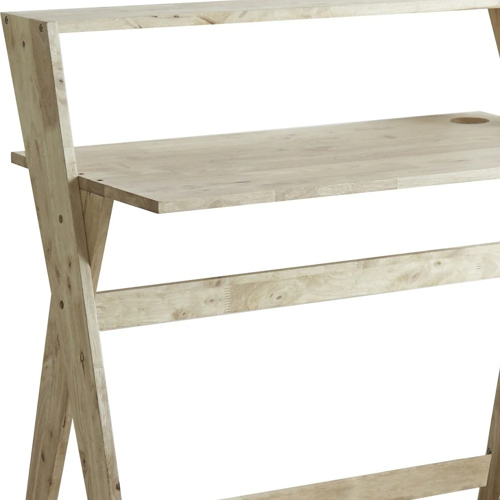 Modern Natural Wood Crisscross Study Desk By Homeroots - Image 5