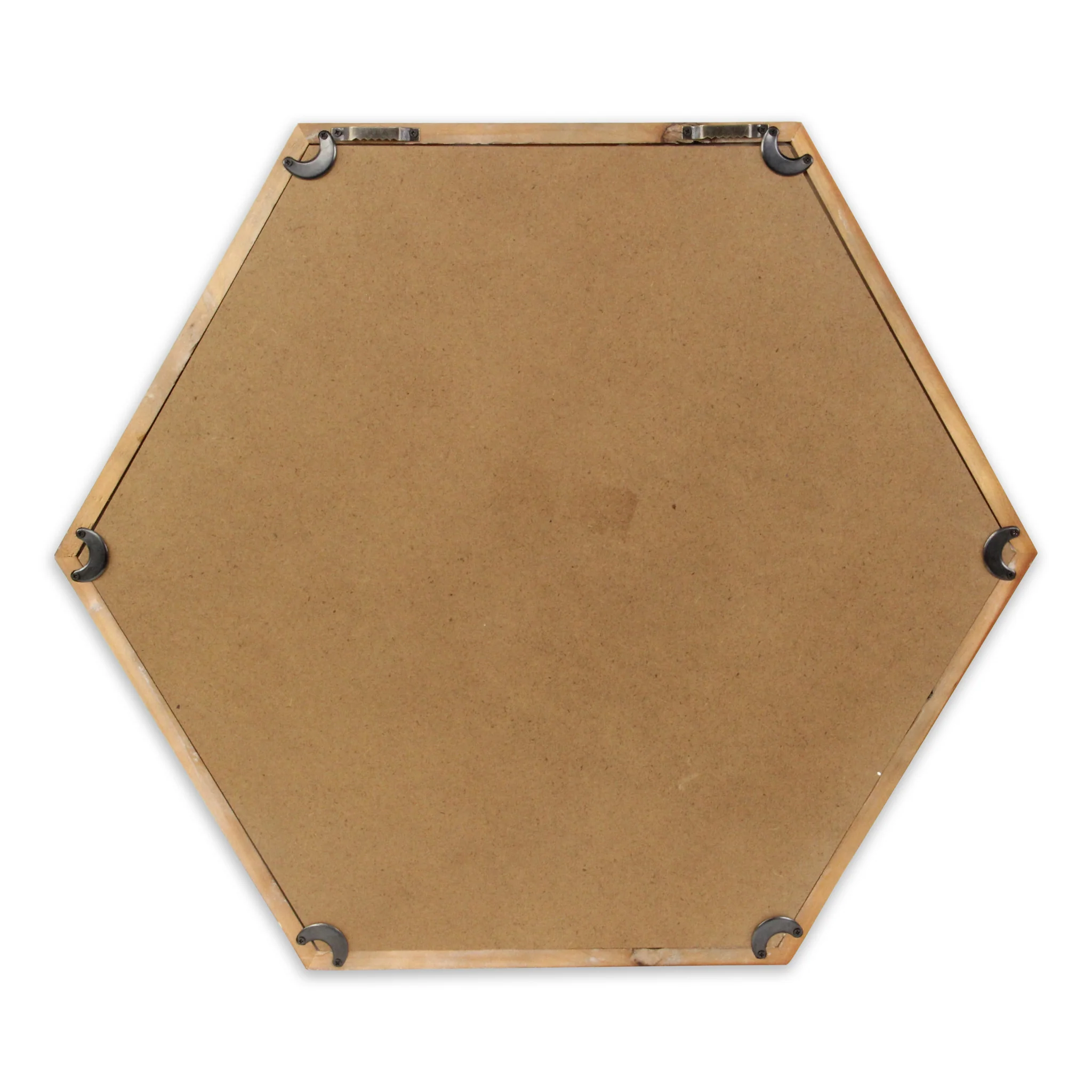 Modern Natural Wood Finish Hexagonal Wall Mirror By Homeroots - Image 3