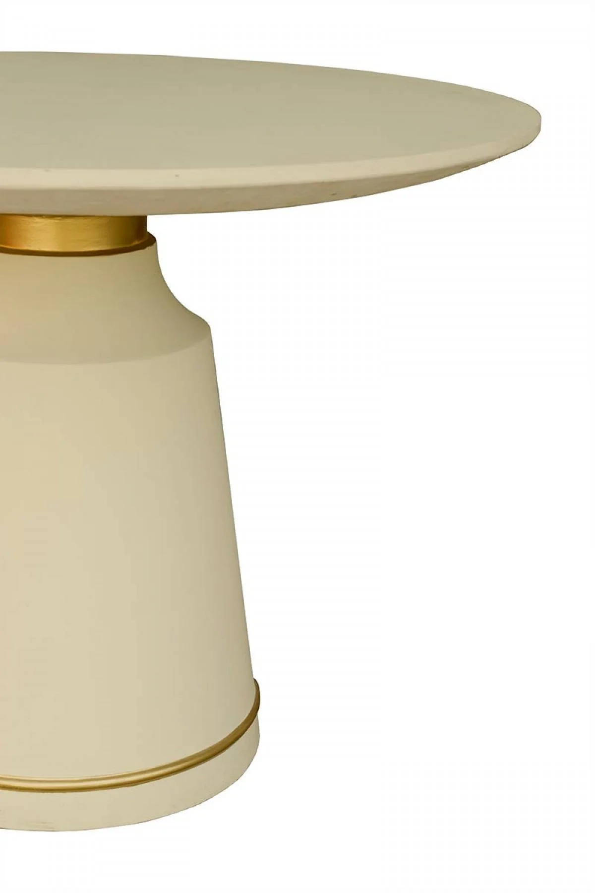 Modern Off-White Concrete and Antique Brass Coffee Table By Homeroots - Image 3