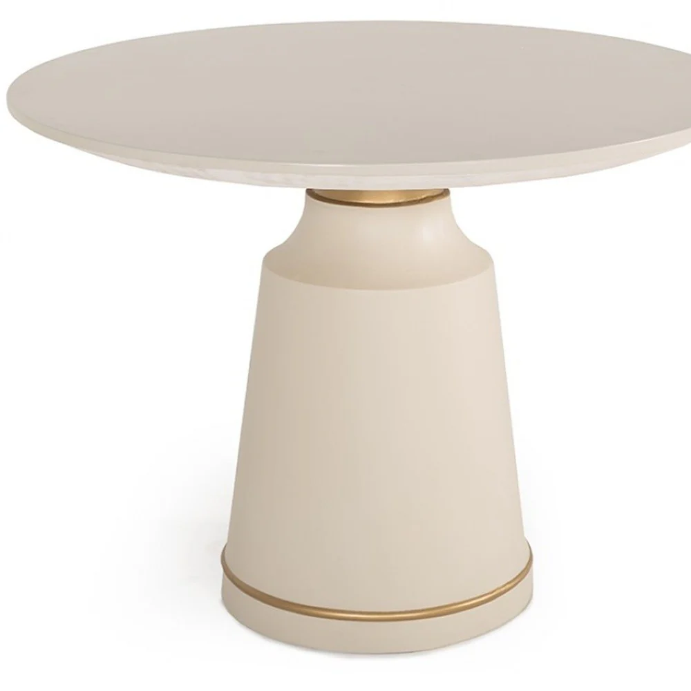 Modern Off-White Concrete and Antique Brass Coffee Table By Homeroots - Image 5
