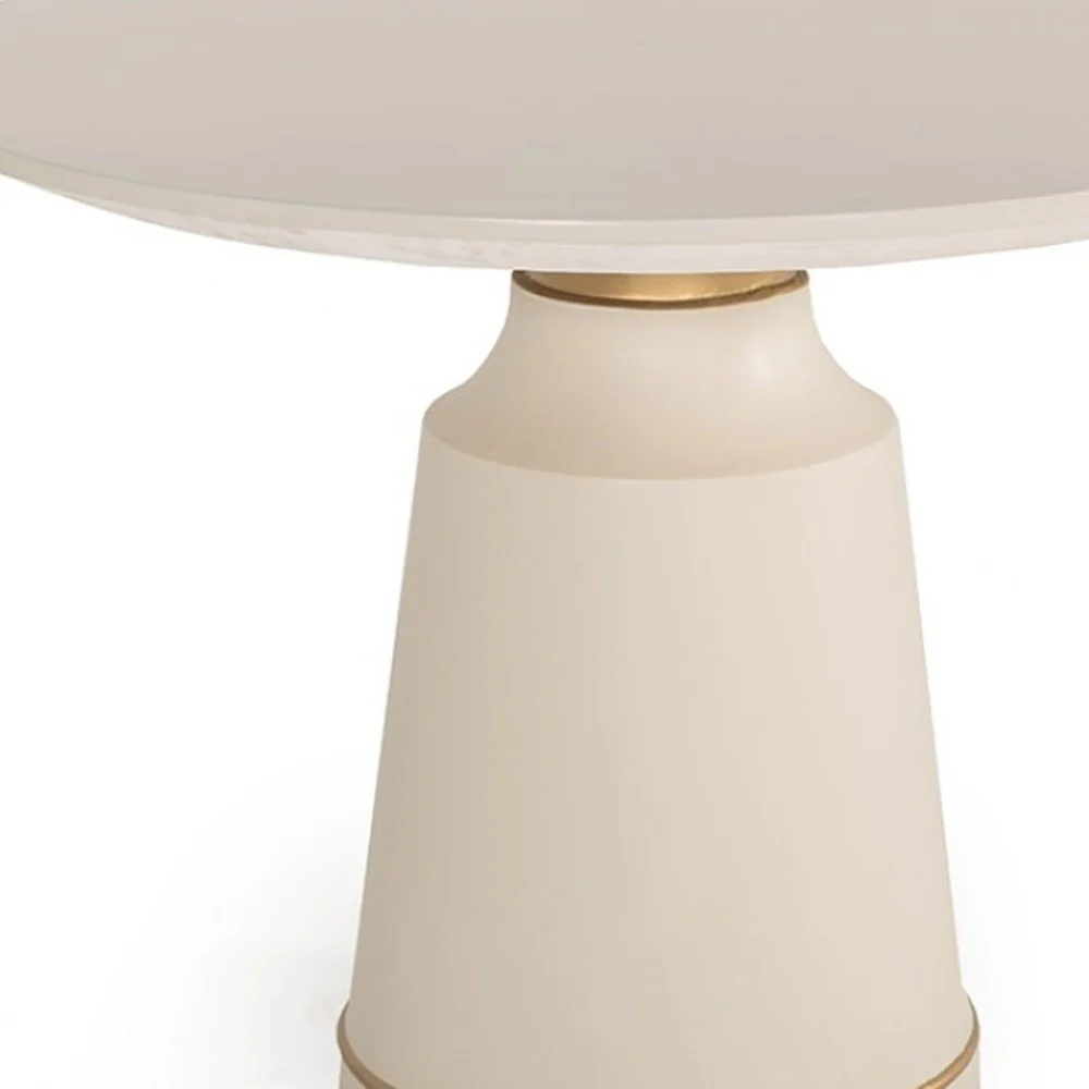 Modern Off-White Concrete and Antique Brass Coffee Table By Homeroots - Image 6