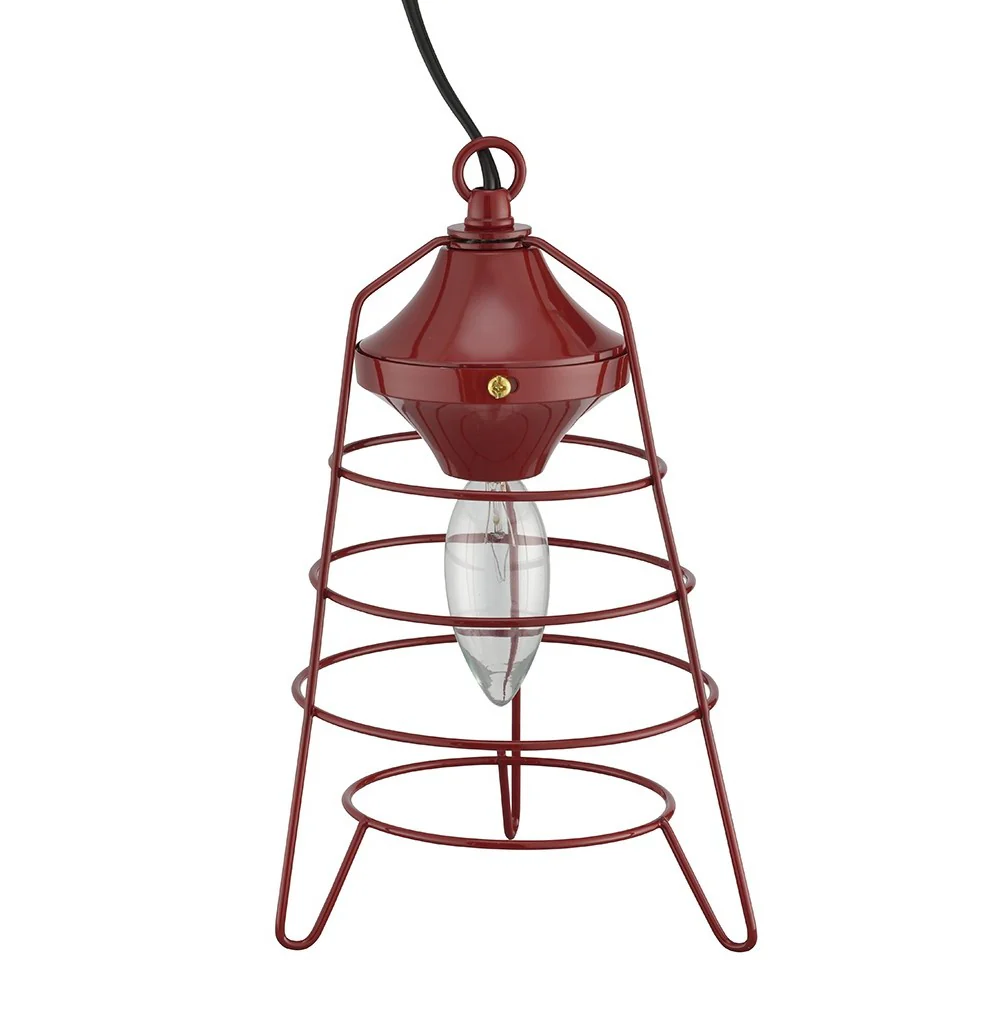 Modern Red Lantern Design Table Lamp By Homeroots - Image 3