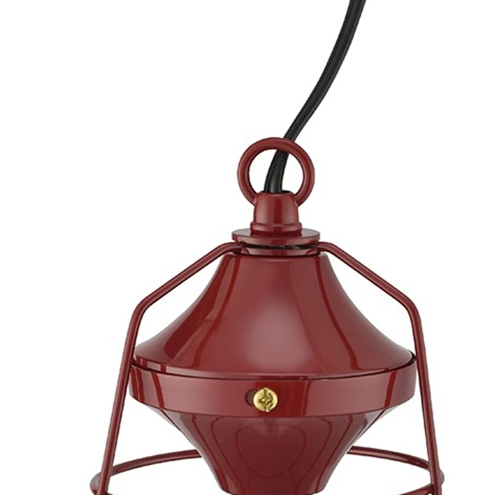 Modern Red Lantern Design Table Lamp By Homeroots - Image 4