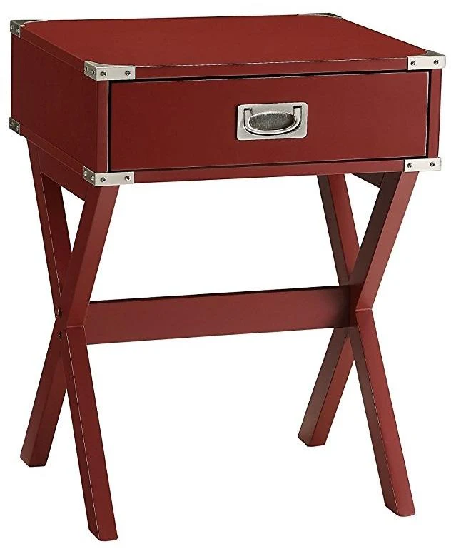 Modern Red X Shape Wooden Storage End Table By Homeroots - Image 2