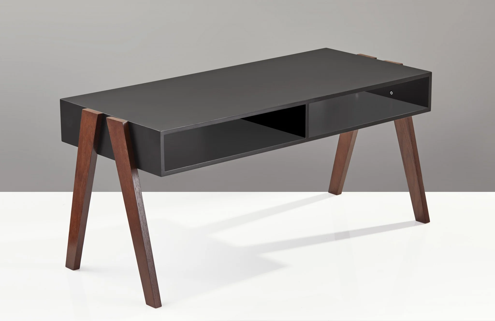 Modern Retro Black and Walnut Finish Coffee Table By Homeroots - Image 2