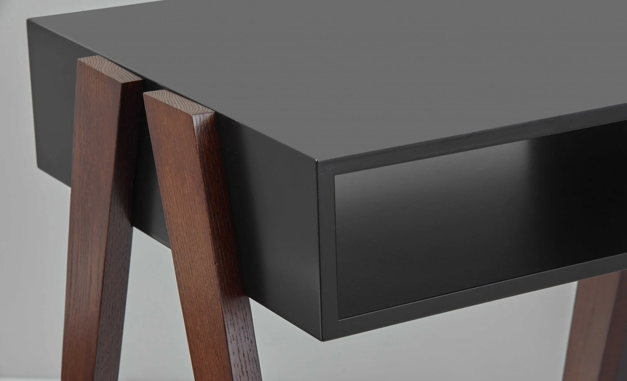 Modern Retro Black and Walnut Finish Coffee Table By Homeroots - Image 3