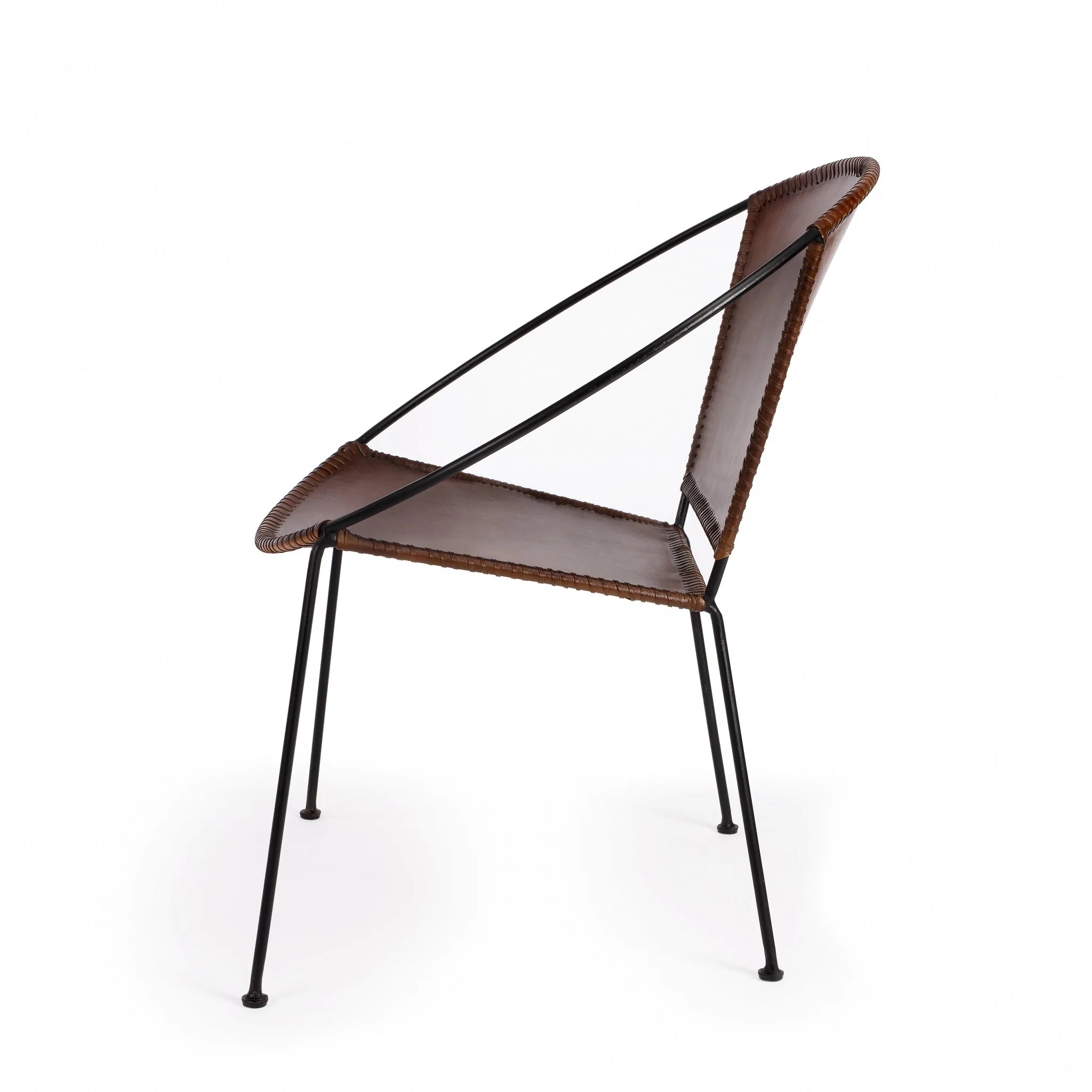 Modern Ring Shape Brown Leather Accent Chair By Homeroots - Image 3