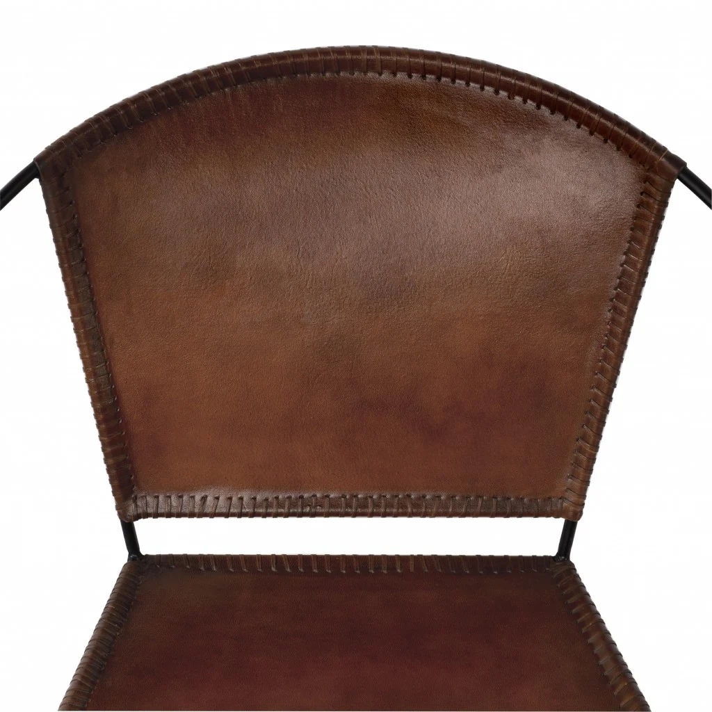 Modern Ring Shape Brown Leather Accent Chair By Homeroots - Image 5
