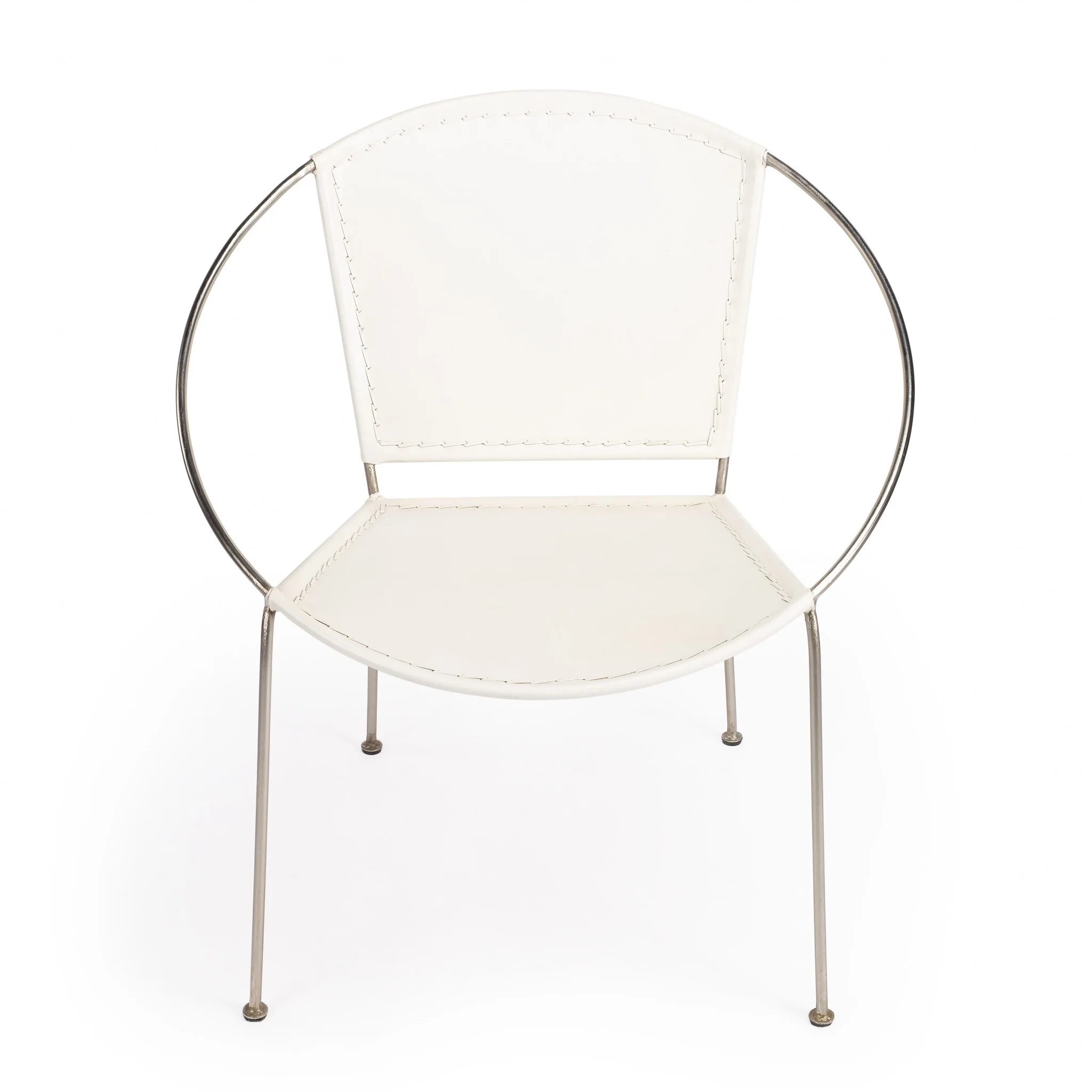 Modern Ring Shape White Leather Accent Chair By Homeroots - Image 2