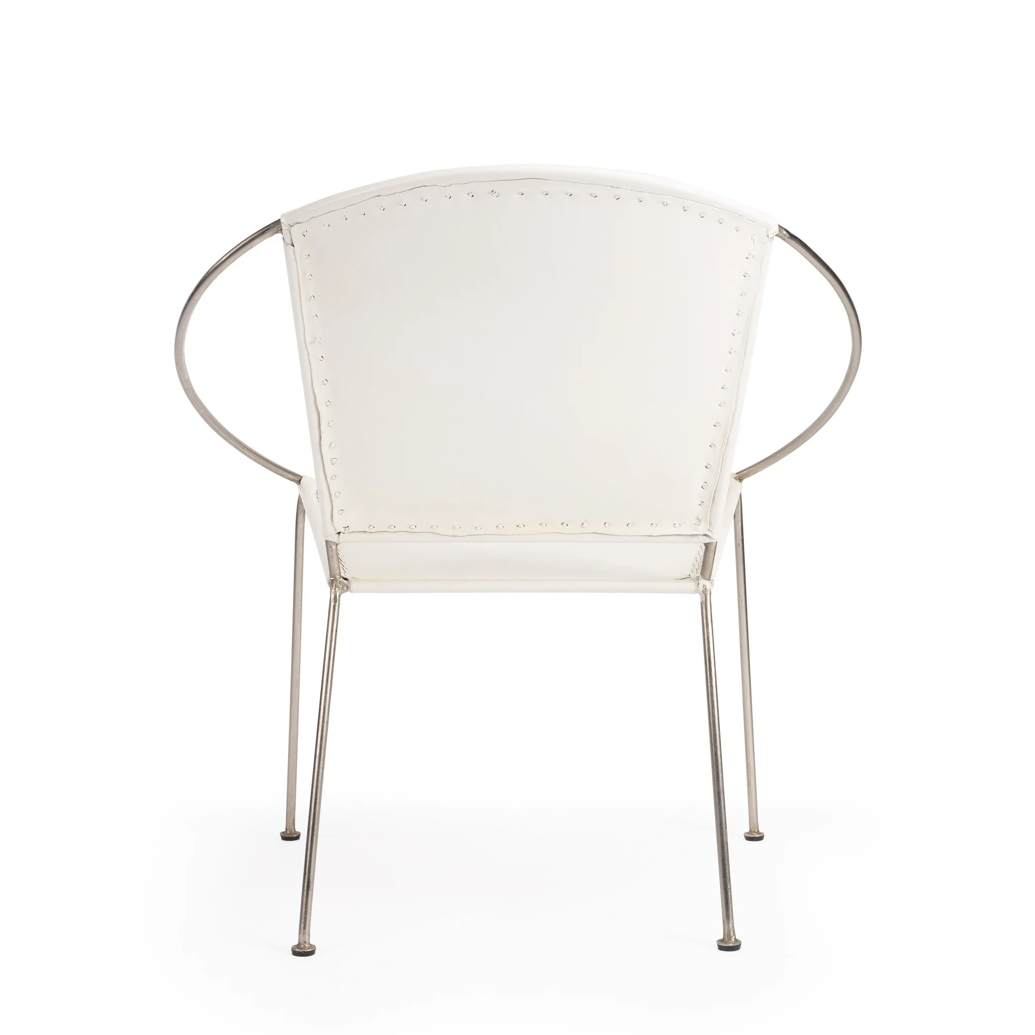 Modern Ring Shape White Leather Accent Chair By Homeroots - Image 4