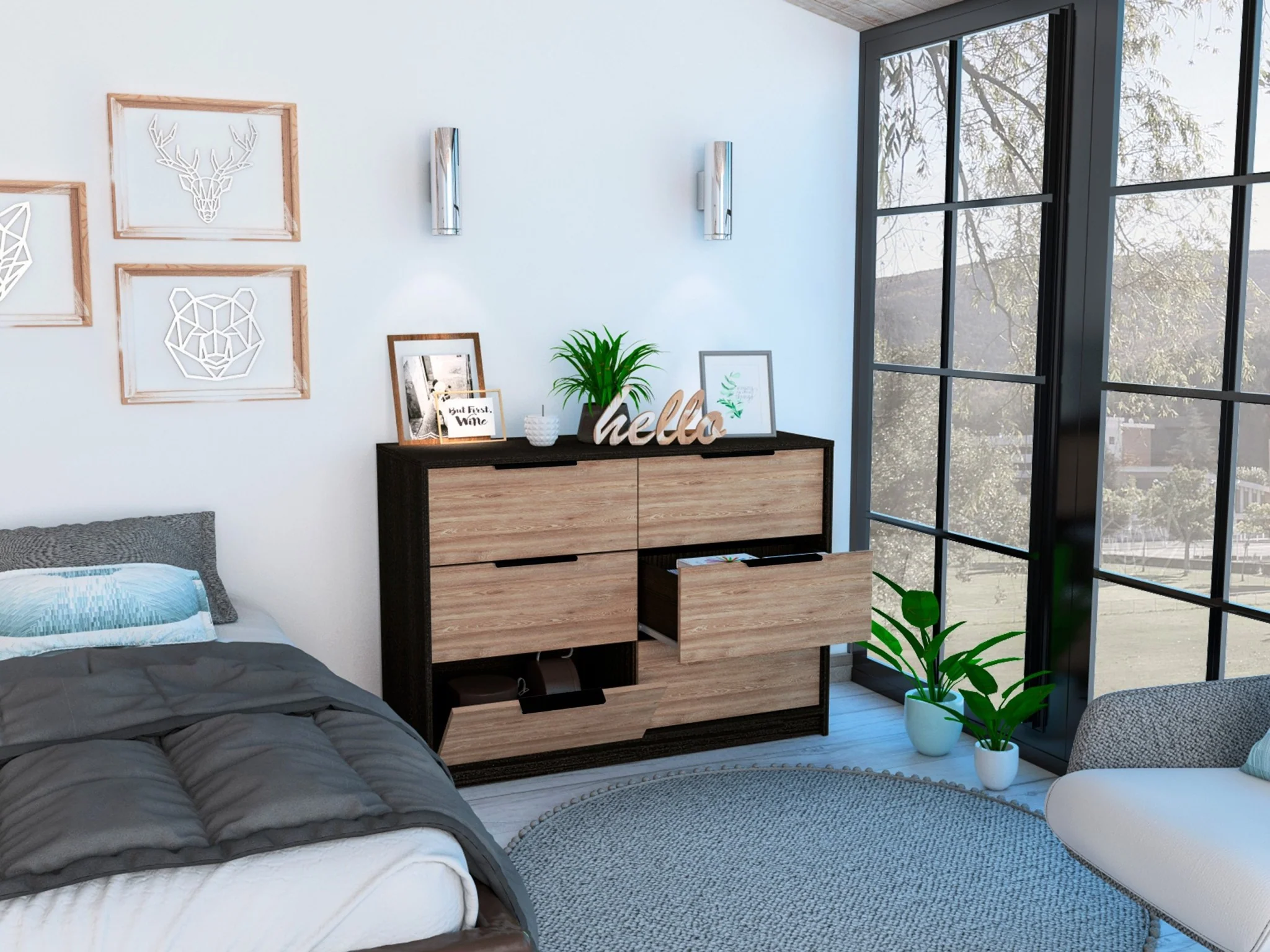 Modern Rustic Black And Natural Dresser By Homeroots - Image 4