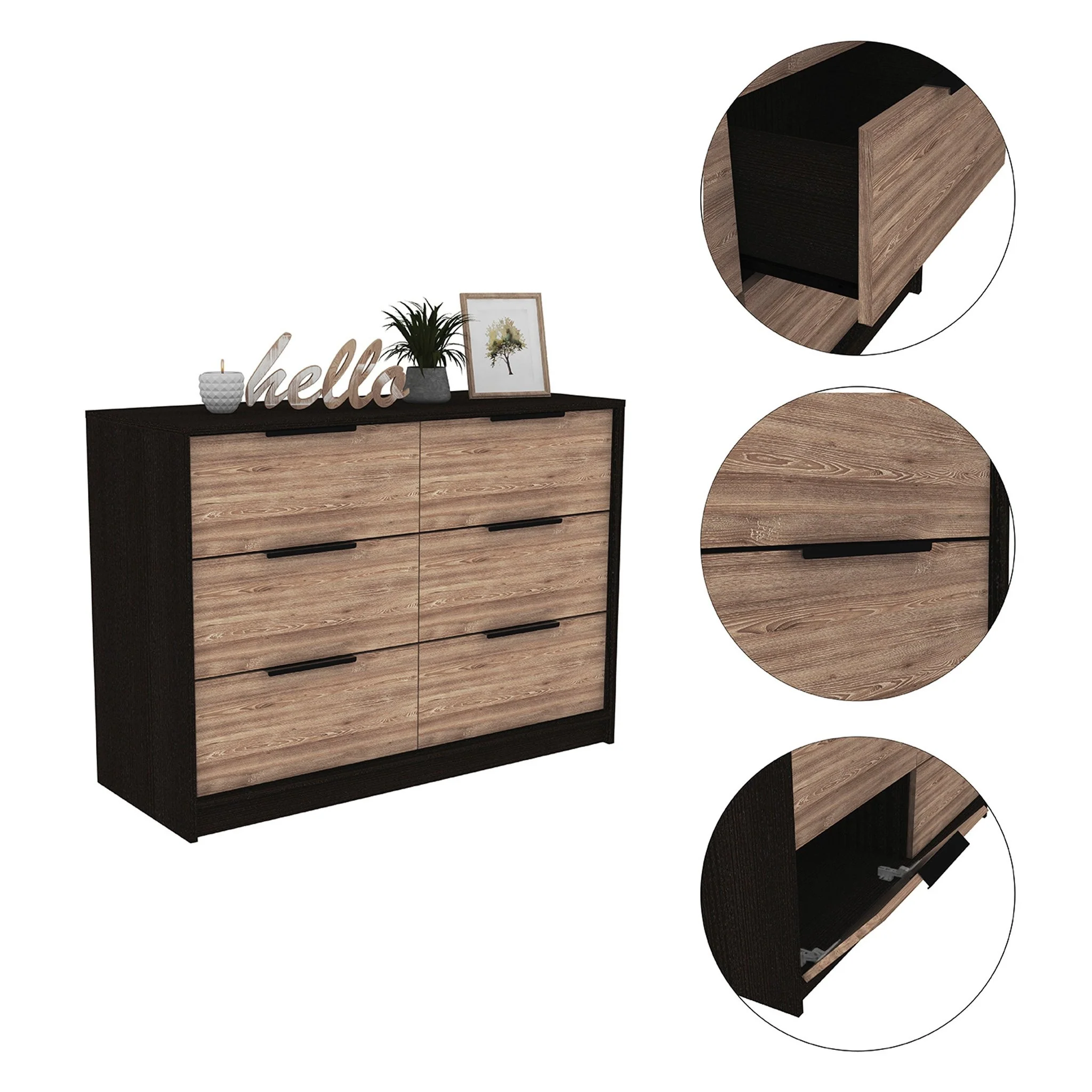 Modern Rustic Black And Natural Dresser By Homeroots - Image 5