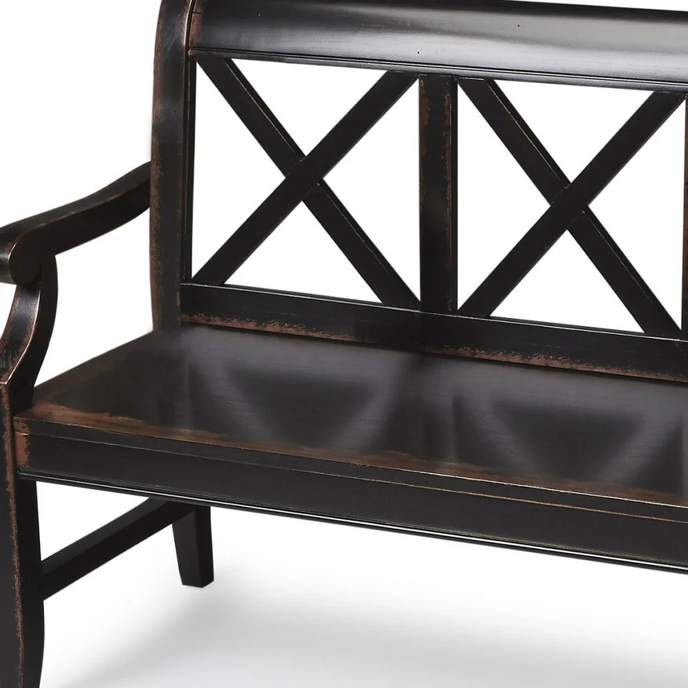 Modern Rustic Black Bench By Homeroots - Image 4