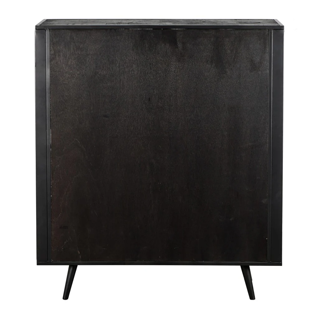 Modern Rustic Black Rattan Double Decker Accent Cabinet By Homeroots - Image 5