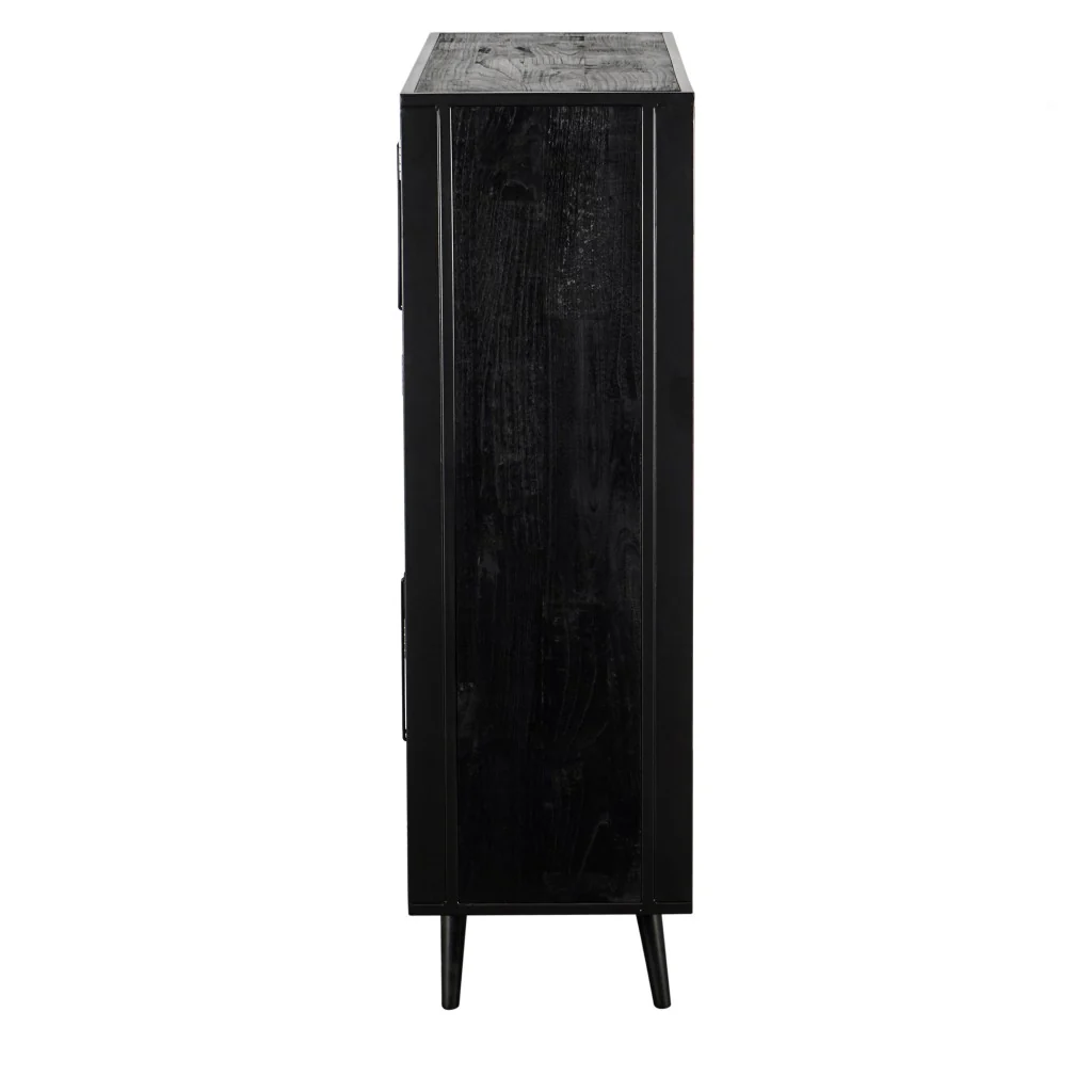 Modern Rustic Black Rattan Double Decker Accent Cabinet By Homeroots - Image 6