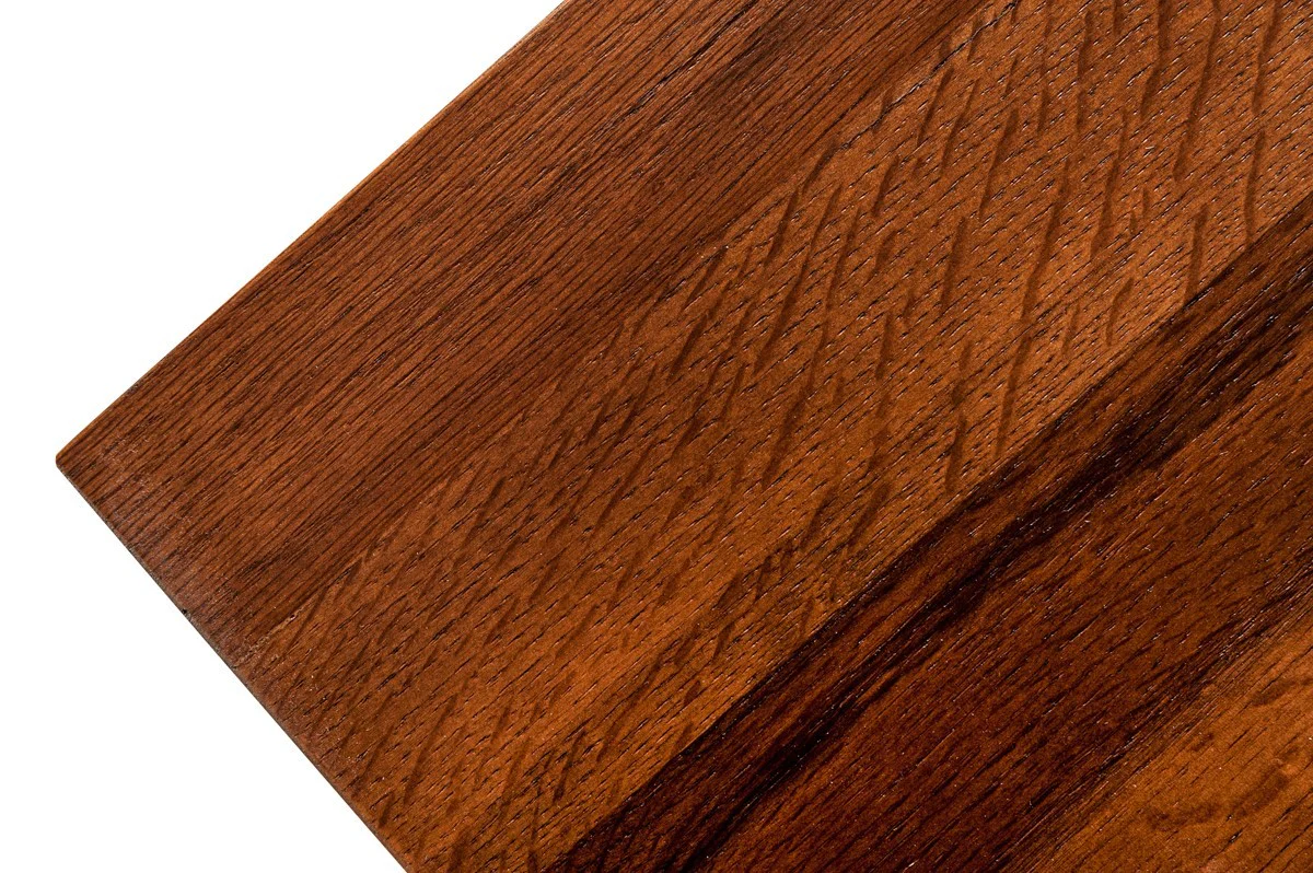 Modern Rustic Brown Aged Oak Wood and Metal C Shape Snack Table By Homeroots - Image 5