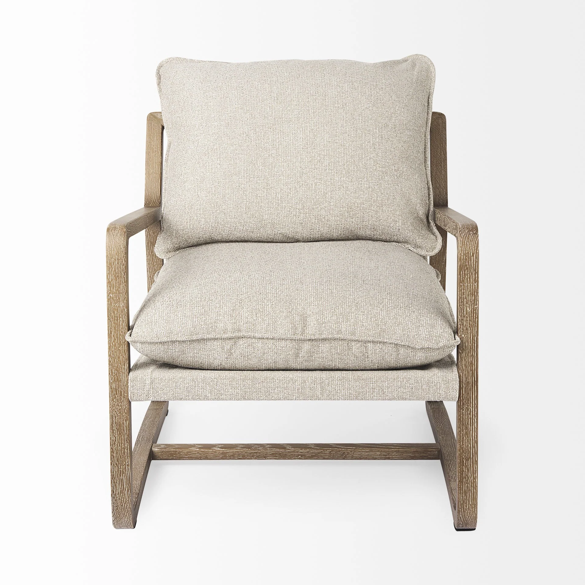 Modern Rustic Cozy Brown and Oatmeal Accent Chair By Homeroots - Image 3