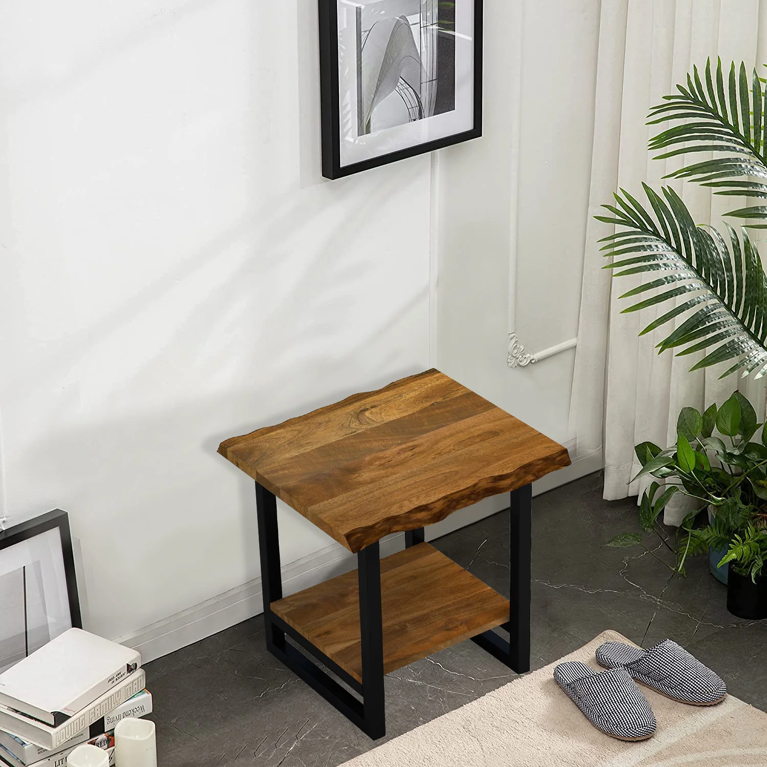Modern Rustic Live Edge Acacia Wood End Table By Homeroots - Image 2