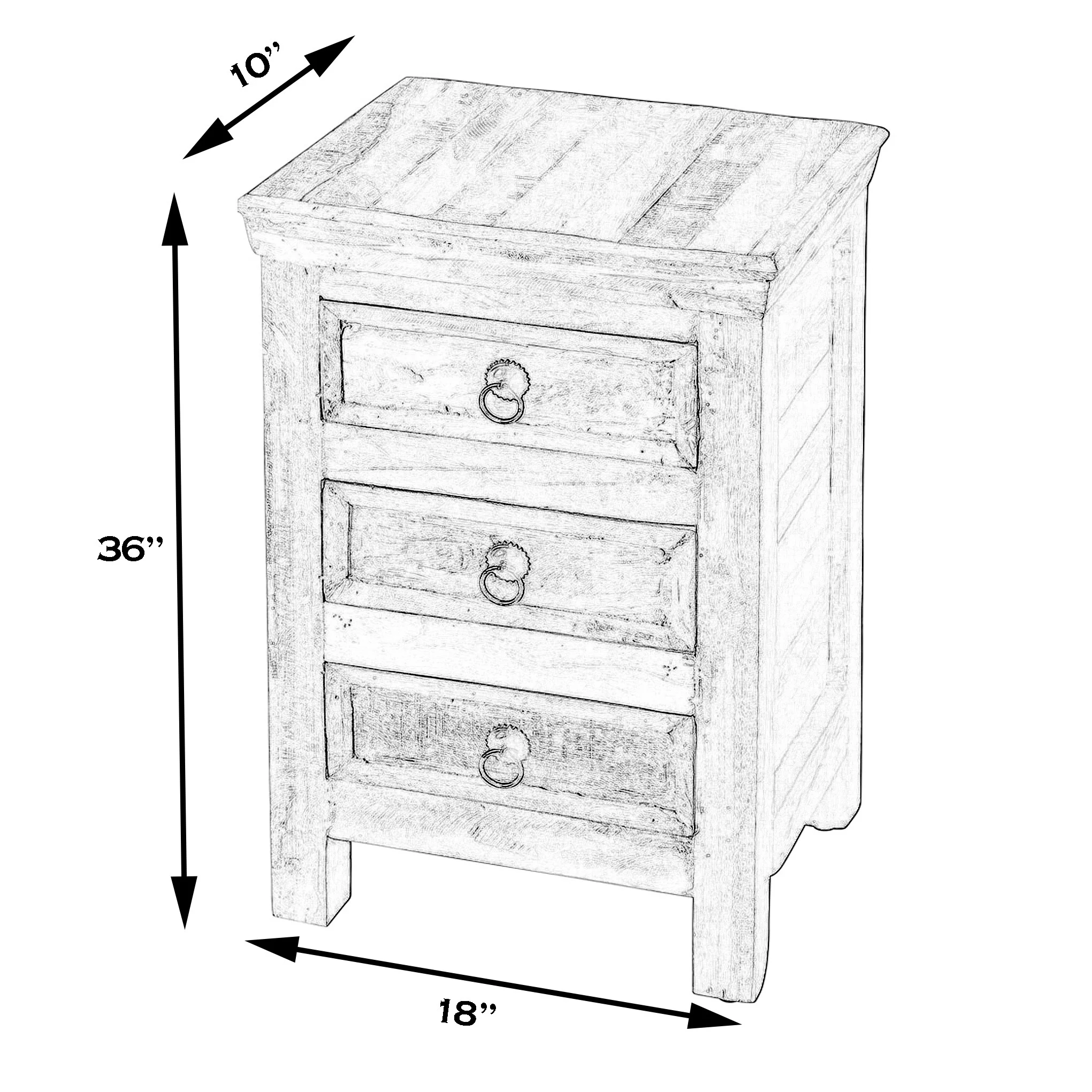 Modern Rustic Three Drawer Accent Chest By Homeroots - Image 7