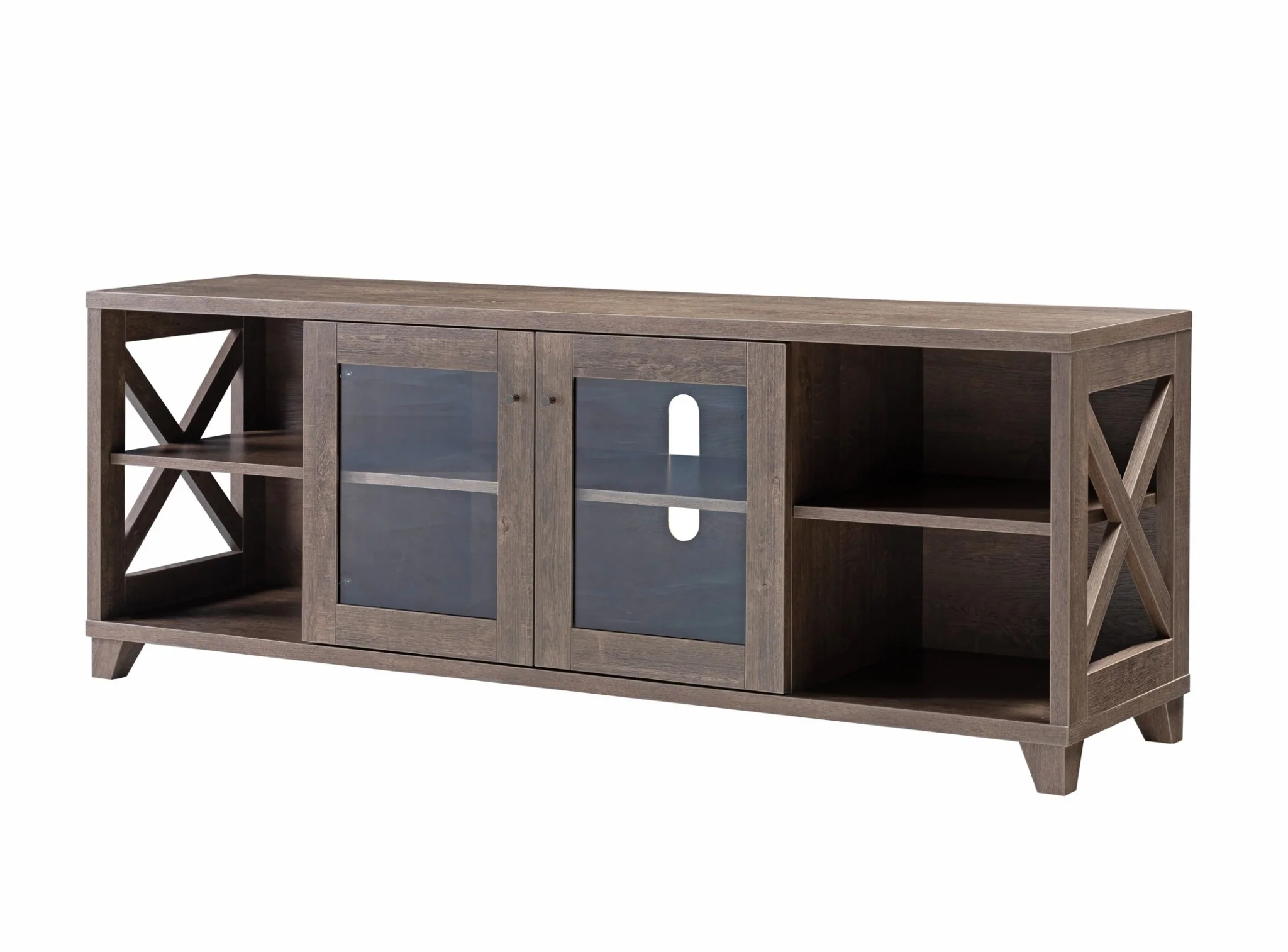 Modern Rustic Walnut Oak TV Console Cabinet By Homeroots - Image 3