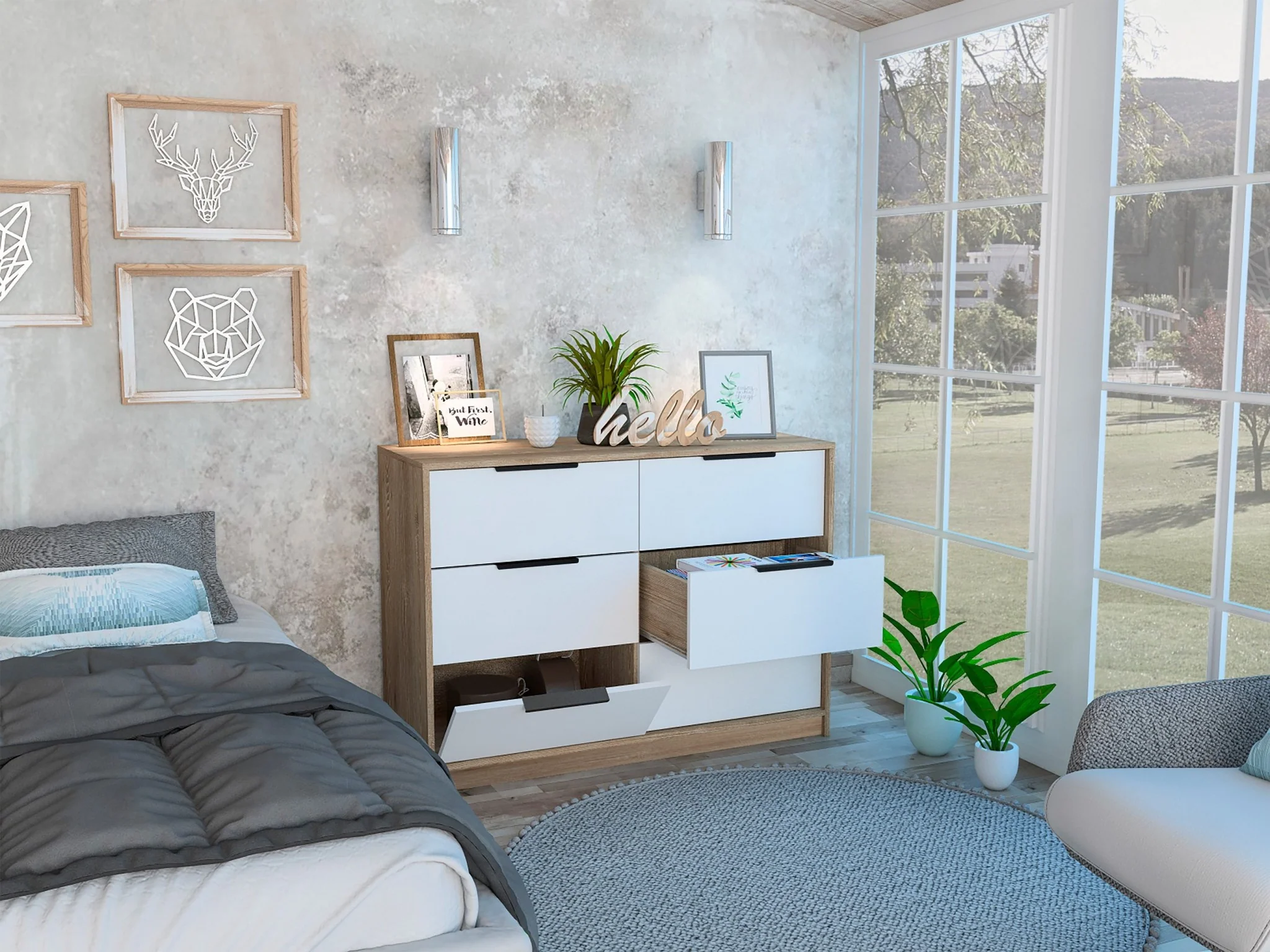 Modern Rustic White And Natural Dresser By Homeroots - Image 3