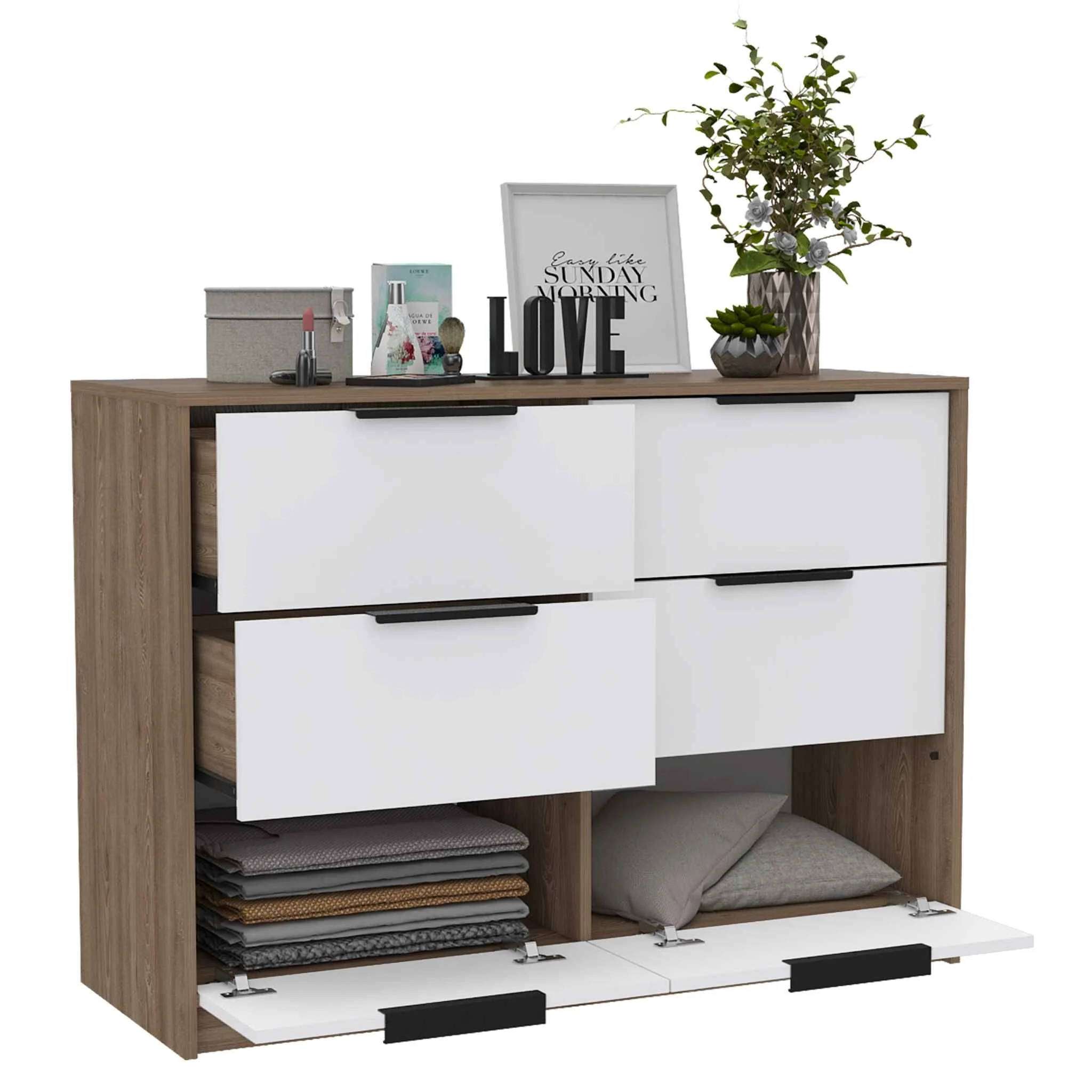 Modern Rustic White And Natural Dresser By Homeroots - Image 5