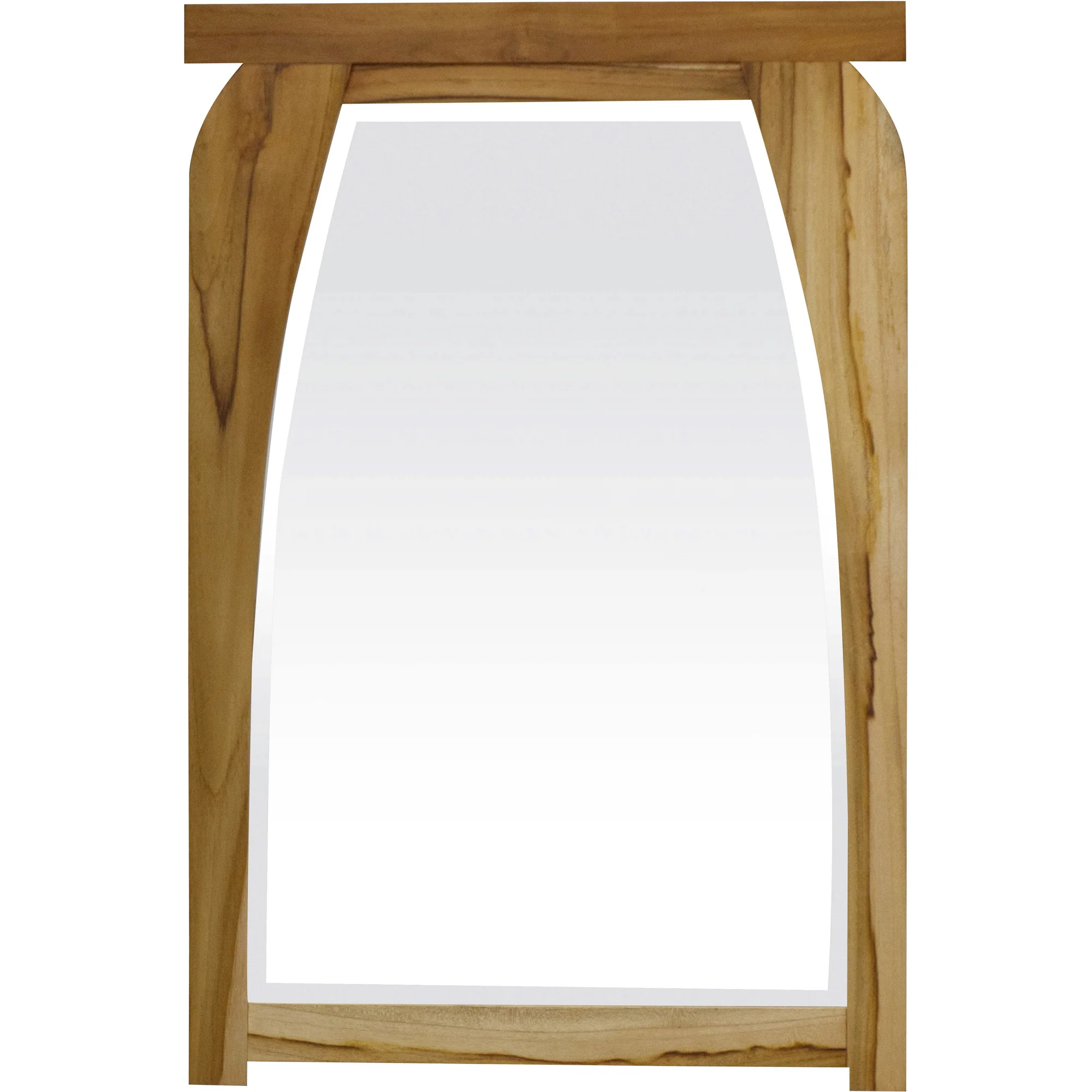 Modern Shape Teak Wall Mirror in Natural Finish By Homeroots - Image 2