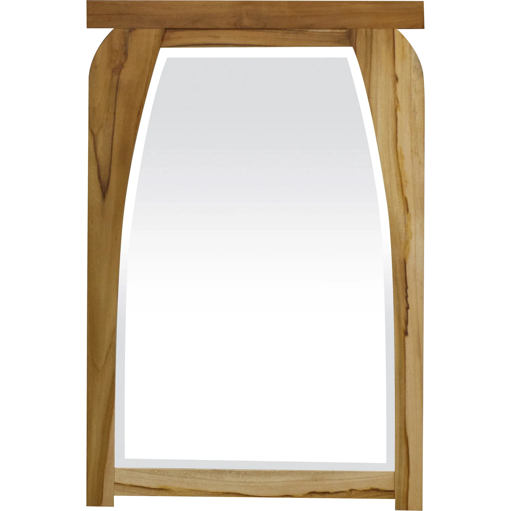 Modern Shape Teak Wall Mirror in Natural Finish By Homeroots - Image 3