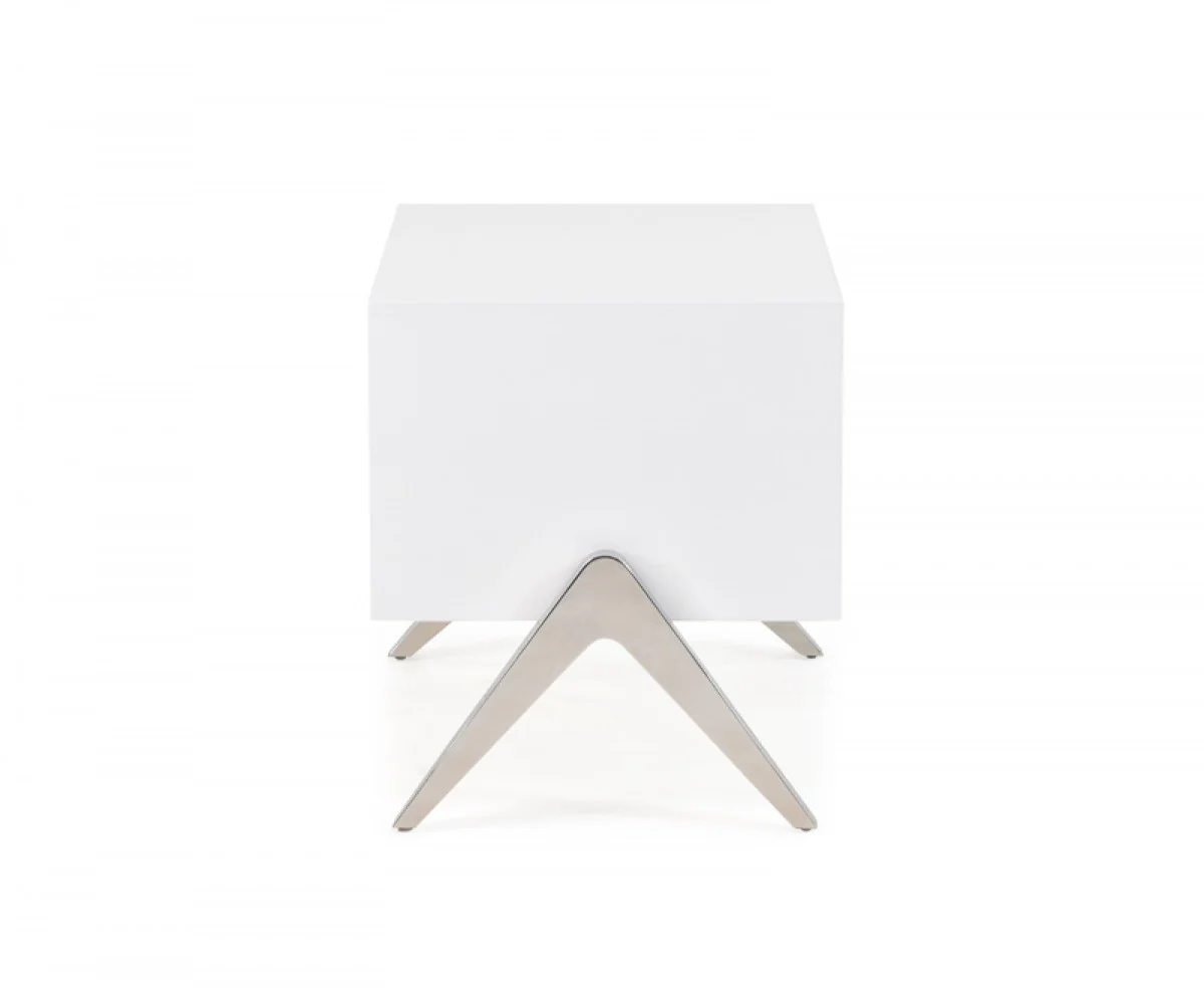 Modern Silky White Nightstand With One Drawer And Steel Legs By Homeroots - Image 5