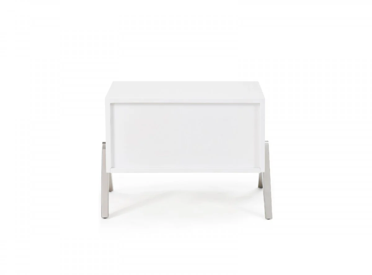 Modern Silky White Nightstand With One Drawer And Steel Legs By Homeroots - Image 6