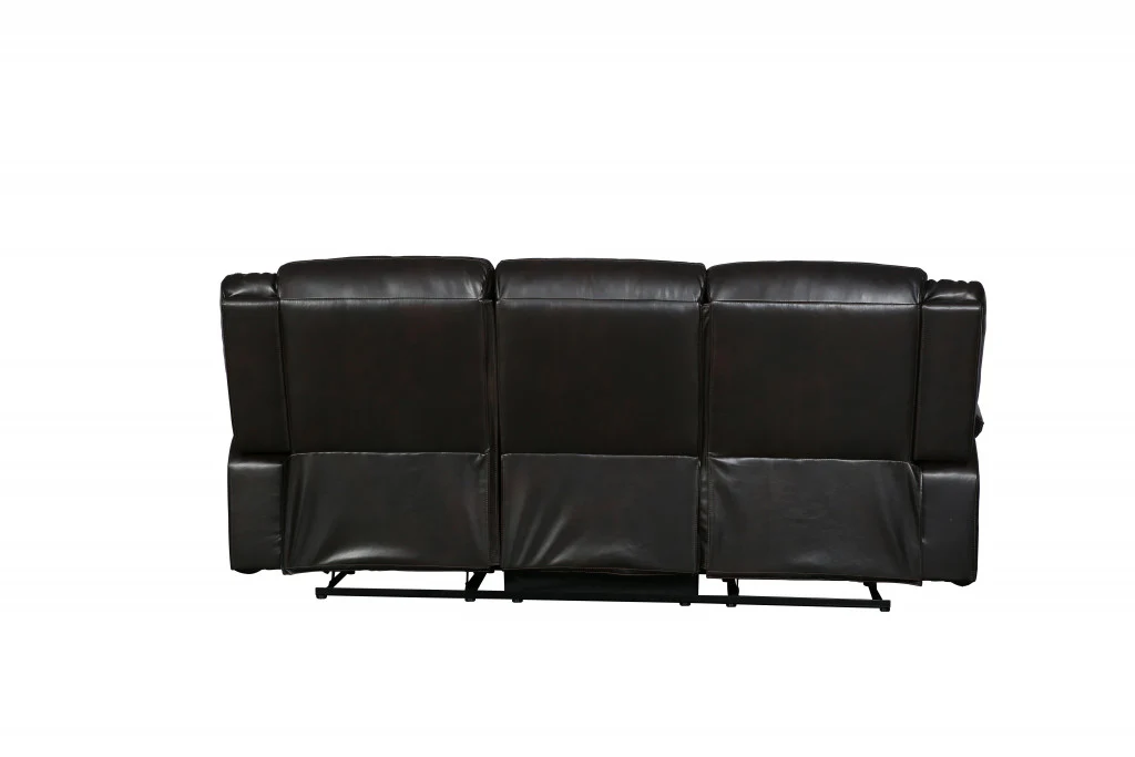 Modern Soft Brown Faux Leather Reclining Sofa By Homeroots - Image 3