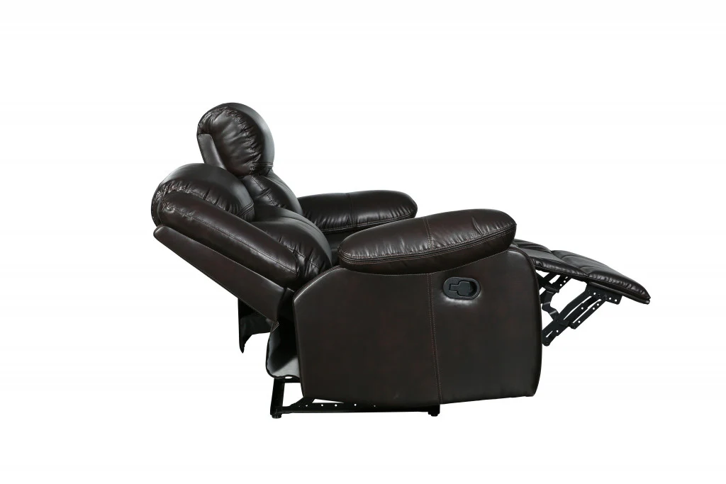 Modern Soft Brown Faux Leather Reclining Sofa By Homeroots - Image 4