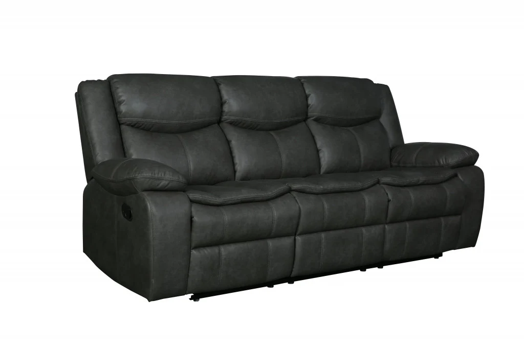 Modern Soft Gray Faux Leather Reclining Sofa By Homeroots - Image 2