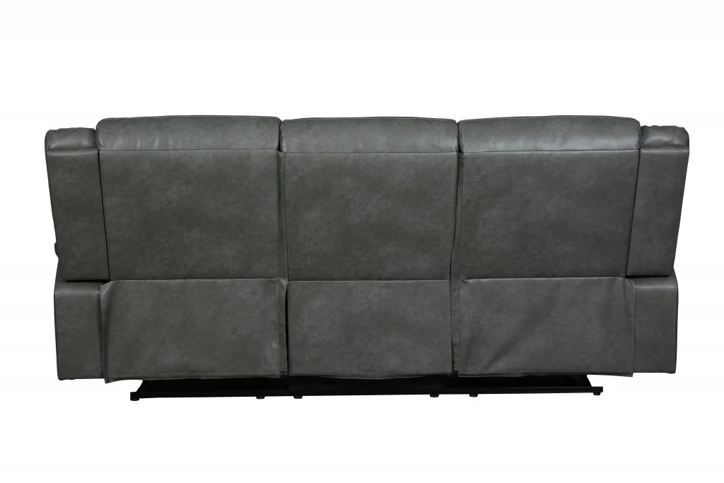 Modern Soft Gray Faux Leather Reclining Sofa By Homeroots - Image 4