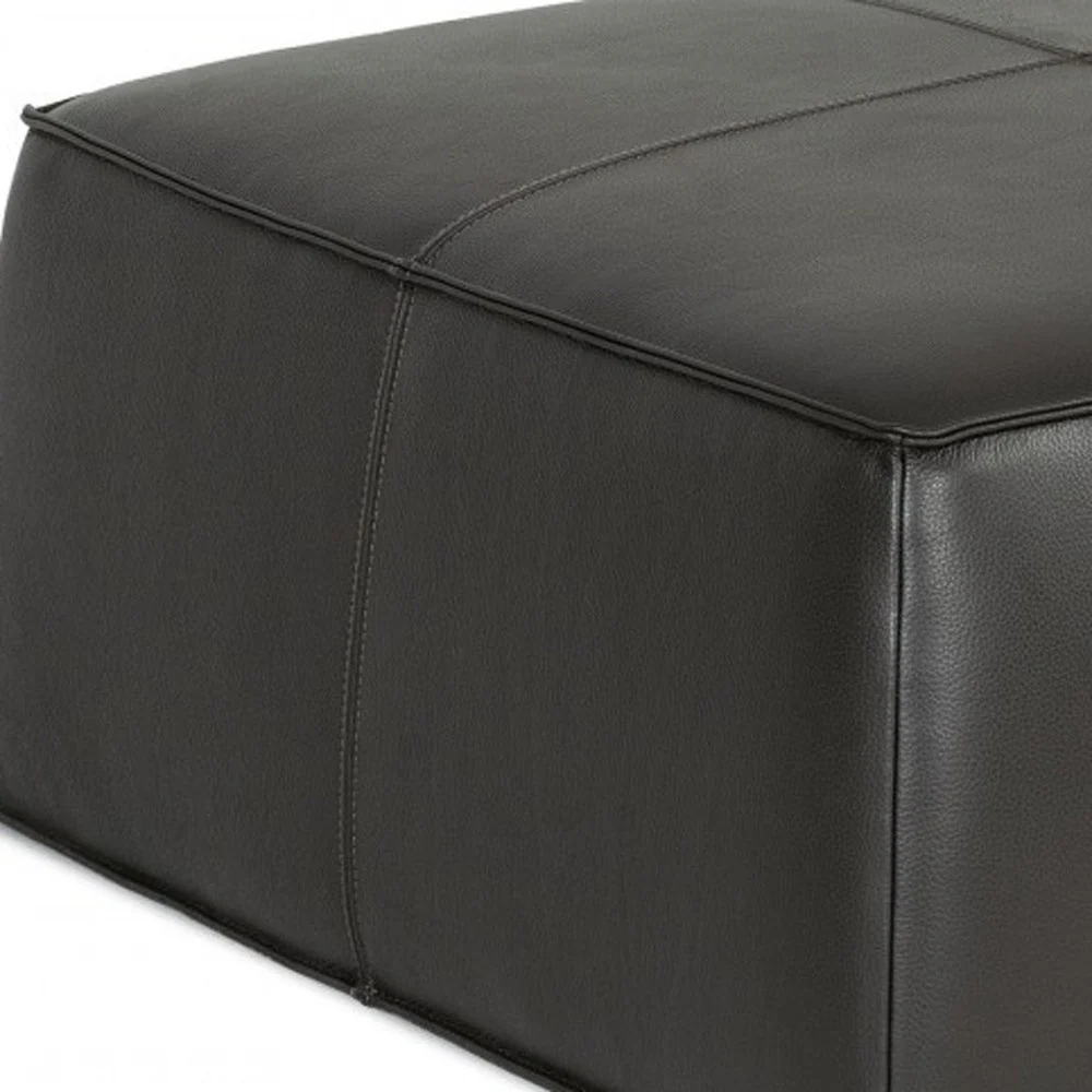 Modern Square Camel Leather Ottoman By Homeroots - Image 13