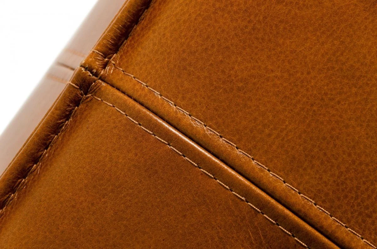 Modern Square Camel Leather Ottoman By Homeroots - Image 3