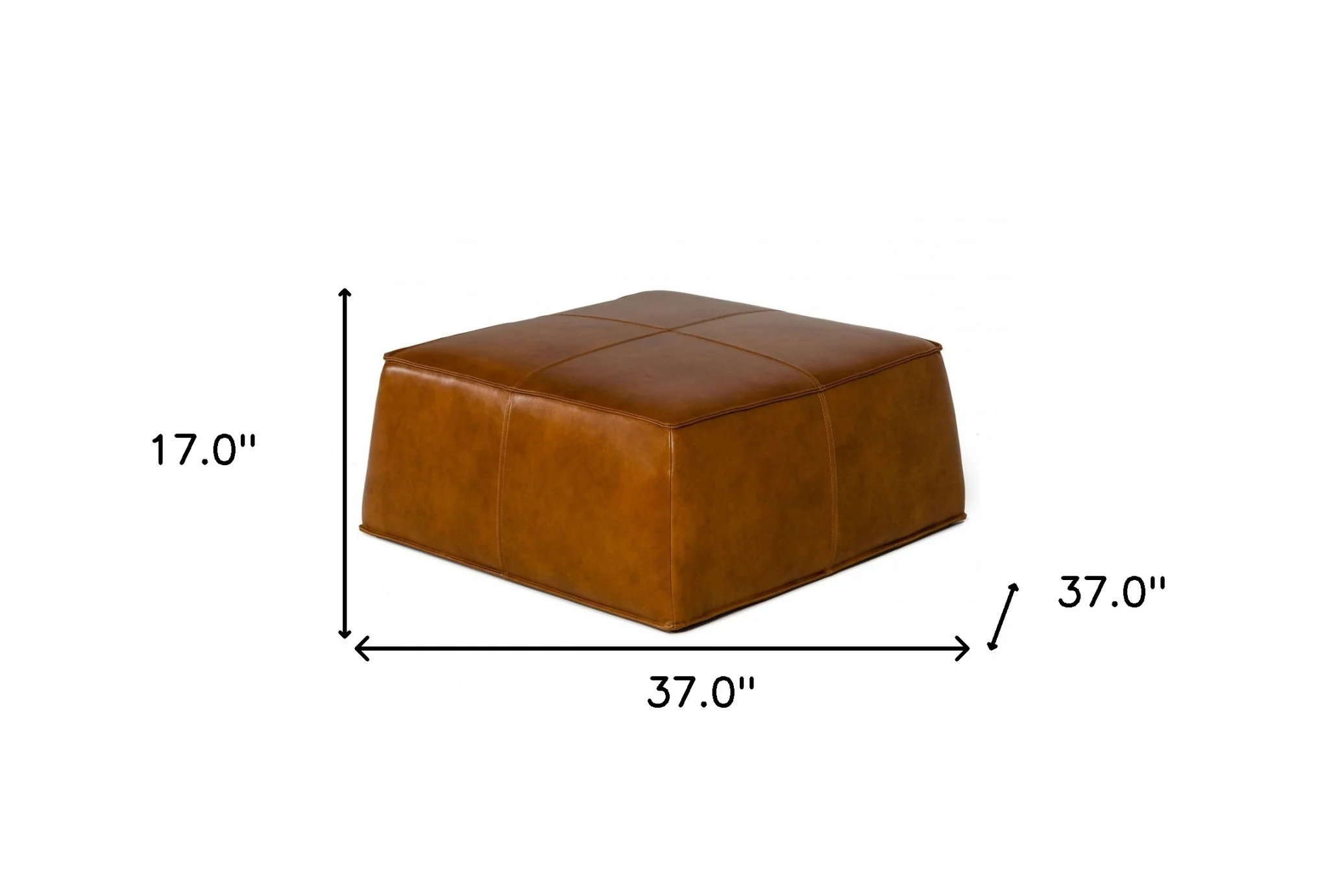 Modern Square Camel Leather Ottoman By Homeroots - Image 7