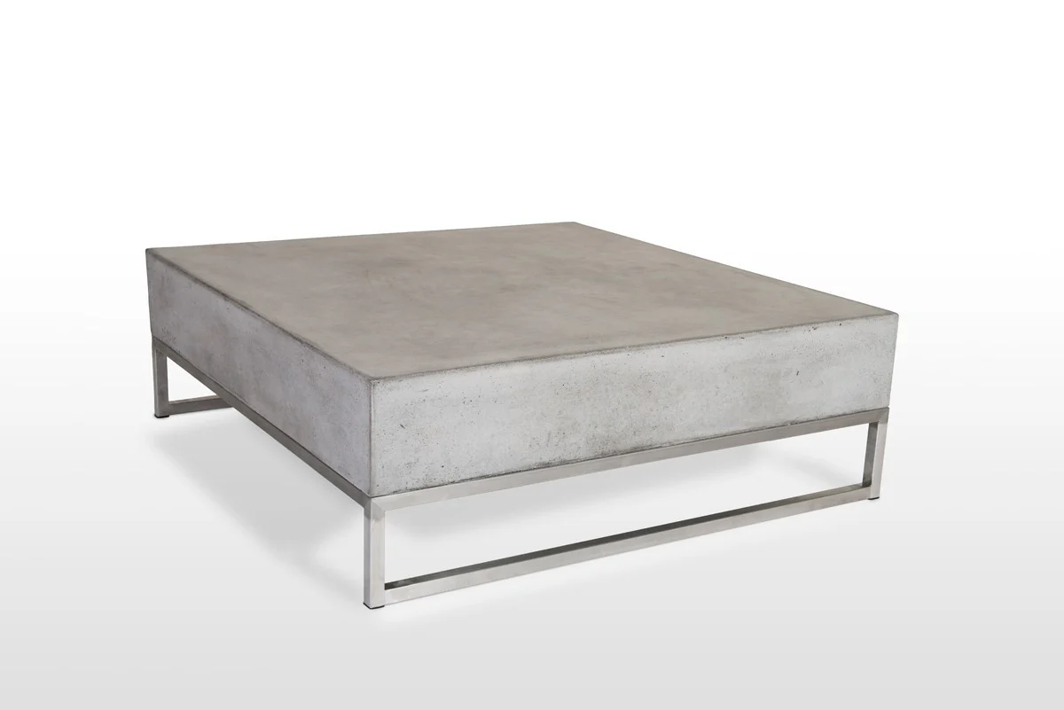 Modern Square Dark Gray Concrete and Steel Coffee Table By Homeroots - Image 2