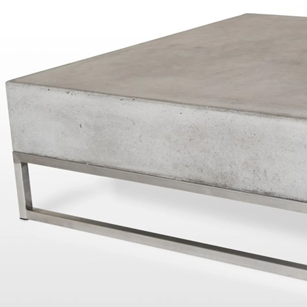 Modern Square Dark Gray Concrete and Steel Coffee Table By Homeroots - Image 3