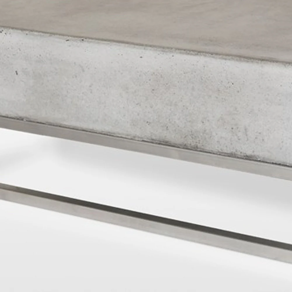 Modern Square Dark Gray Concrete and Steel Coffee Table By Homeroots - Image 4