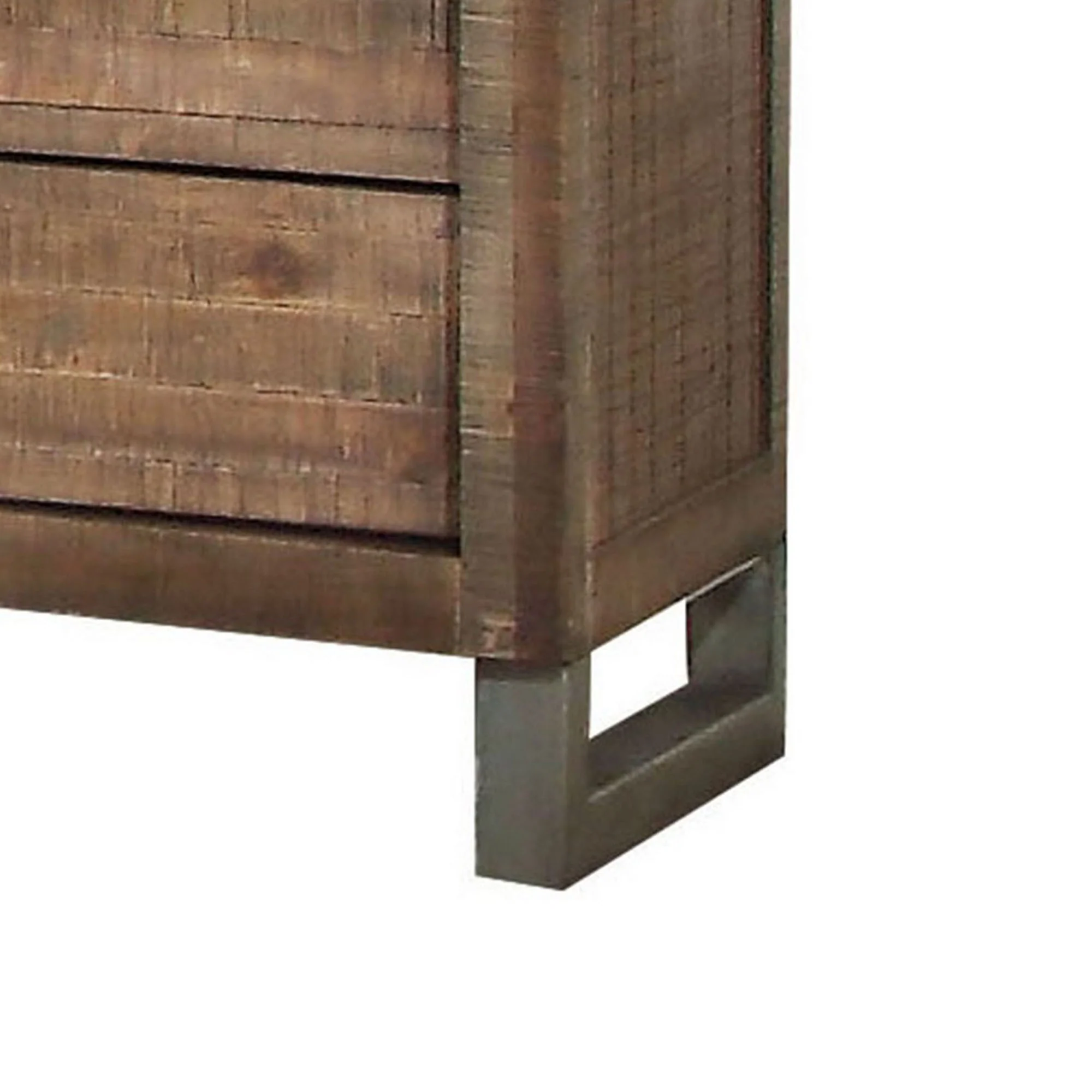 Modern Style 3 Drawers Wood Nightstand By Andria, Brown By Benzara - Image 4