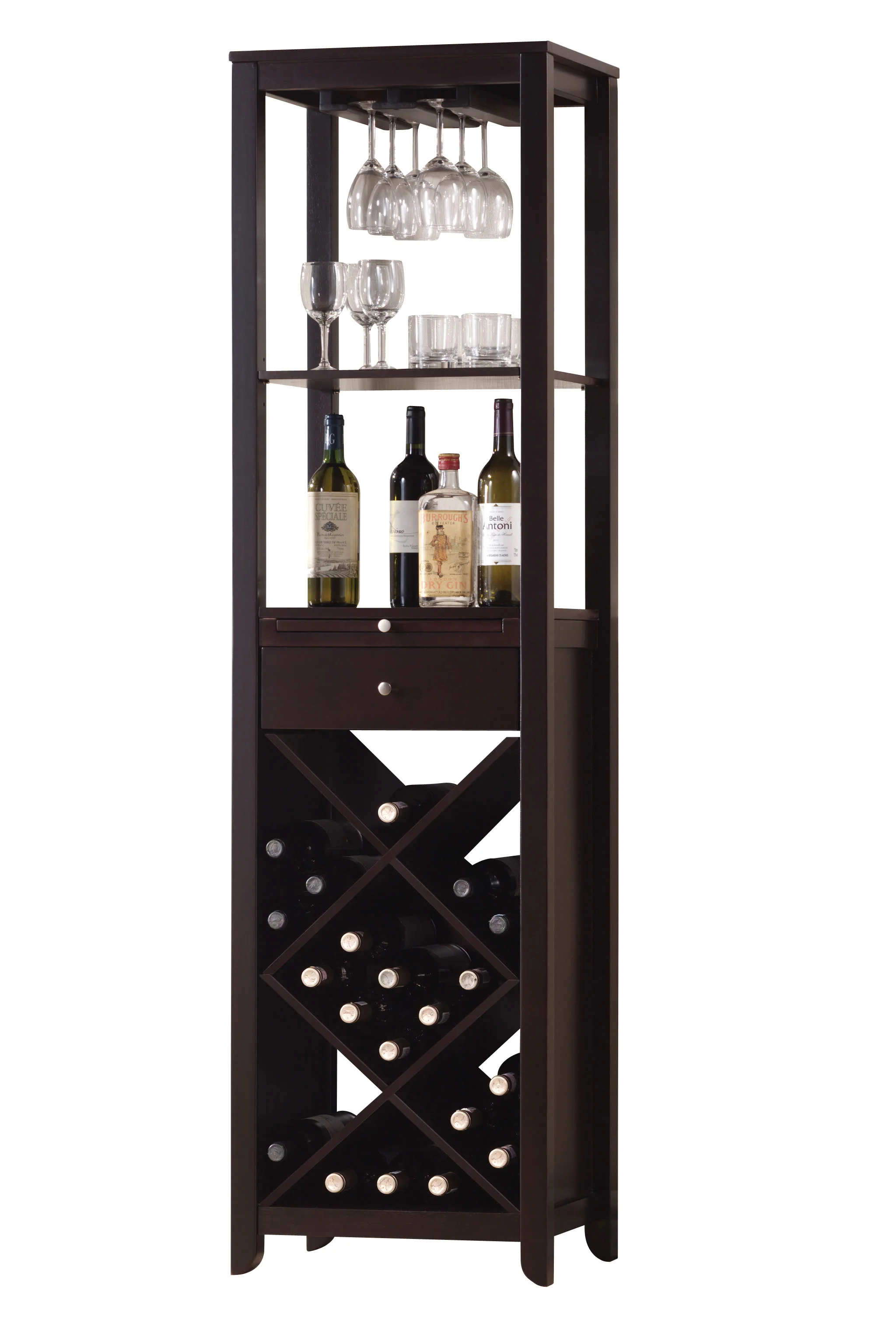 Modern Style Umber Finish Wood Wine Cabinet By Homeroots - Image 2