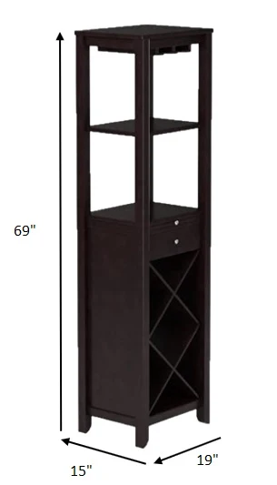Modern Style Umber Finish Wood Wine Cabinet By Homeroots - Image 4